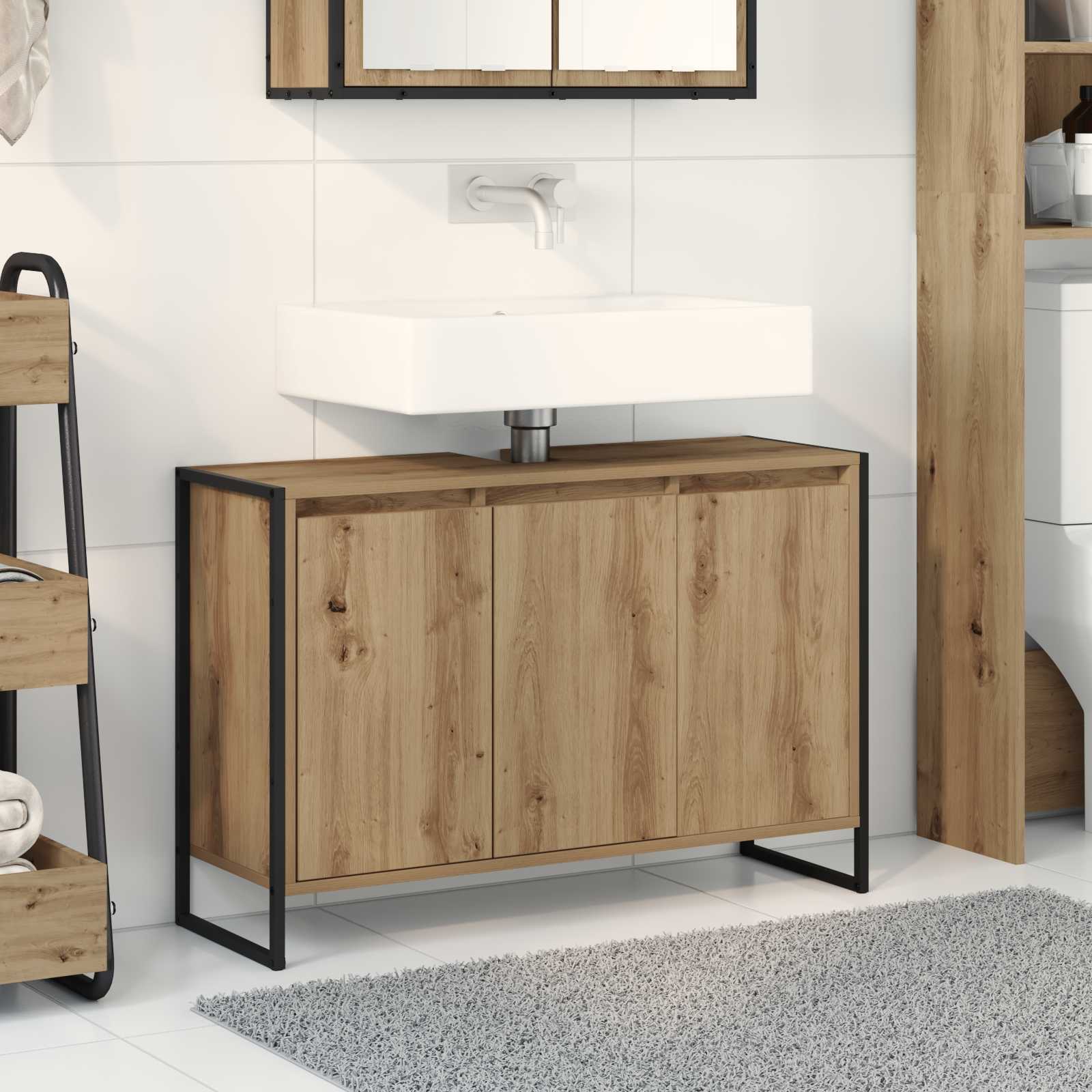 Badkamer Kast Ambachtelijk eiken 90 x 30 x 60 cm Bewerkt hout
