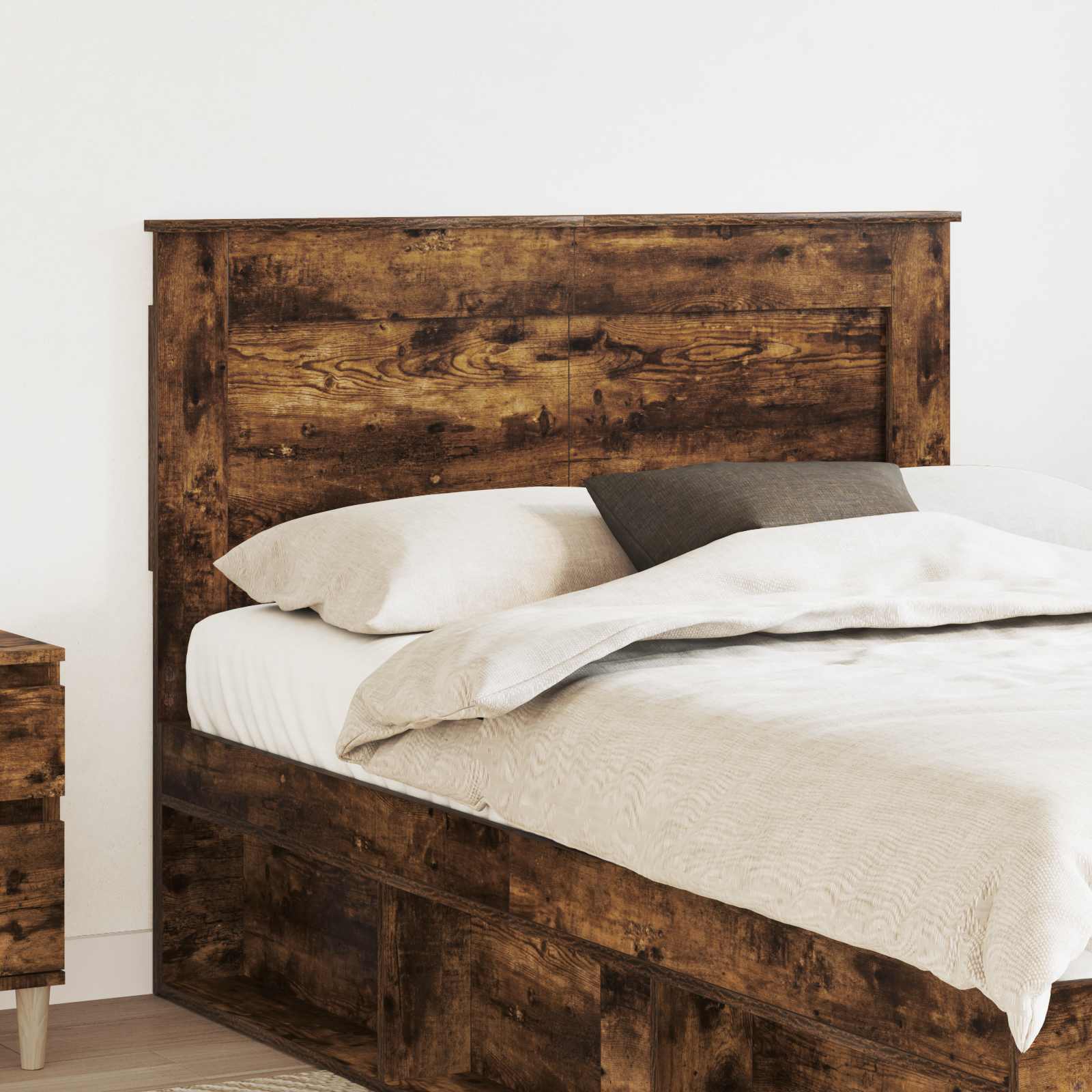 Hoofdbord met hoofdeinde Gerookt eiken 135 cm Bewerkt hout – afbeelding 1