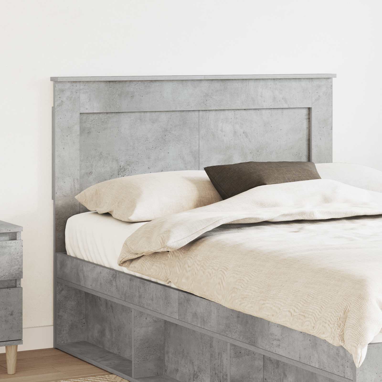 Hoofdbord met hoofdeinde Beton Grijs 120 cm Bewerkt hout – afbeelding 1