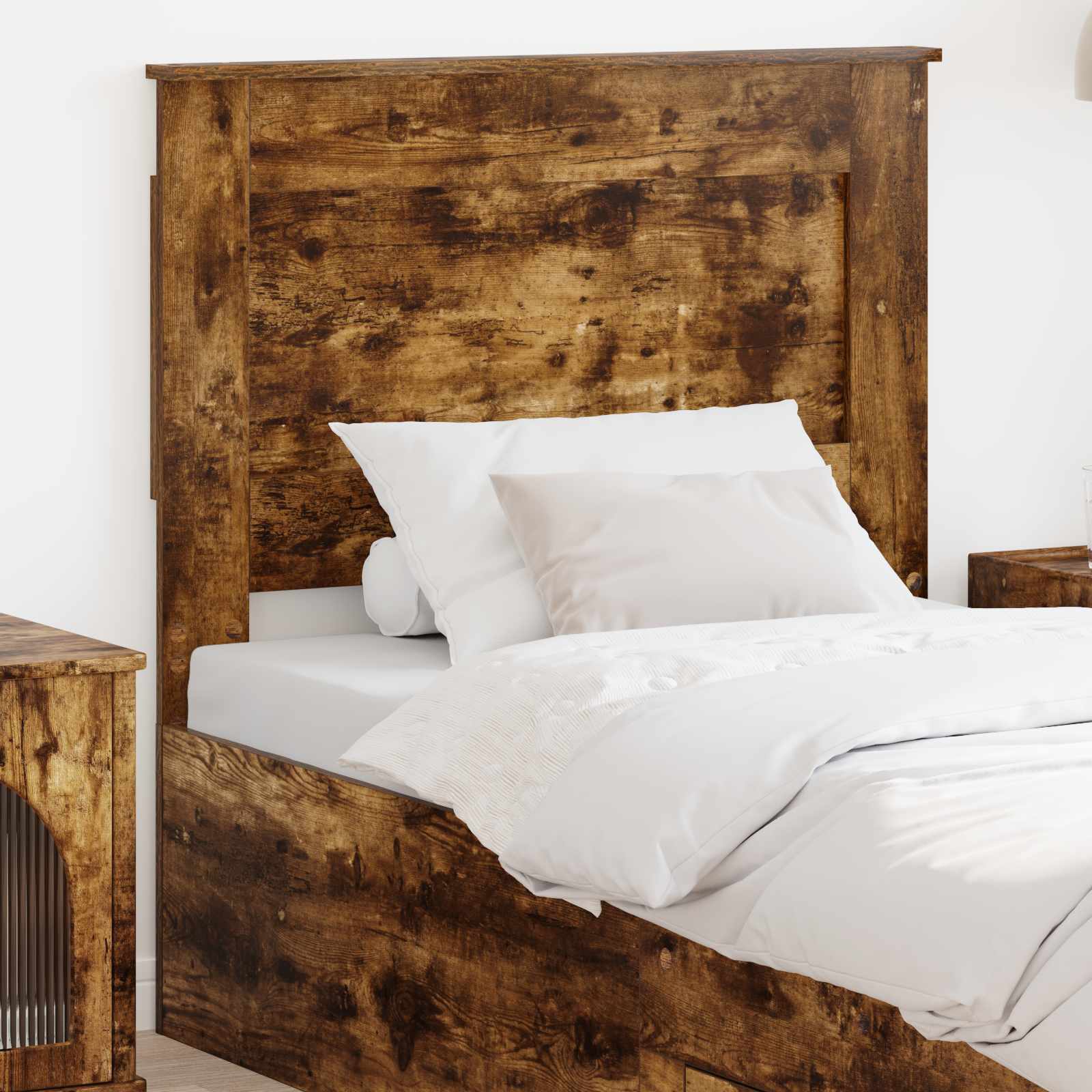 Hoofdbord met hoofdeinde Gerookt eiken 80 cm Bewerkt hout – afbeelding 1