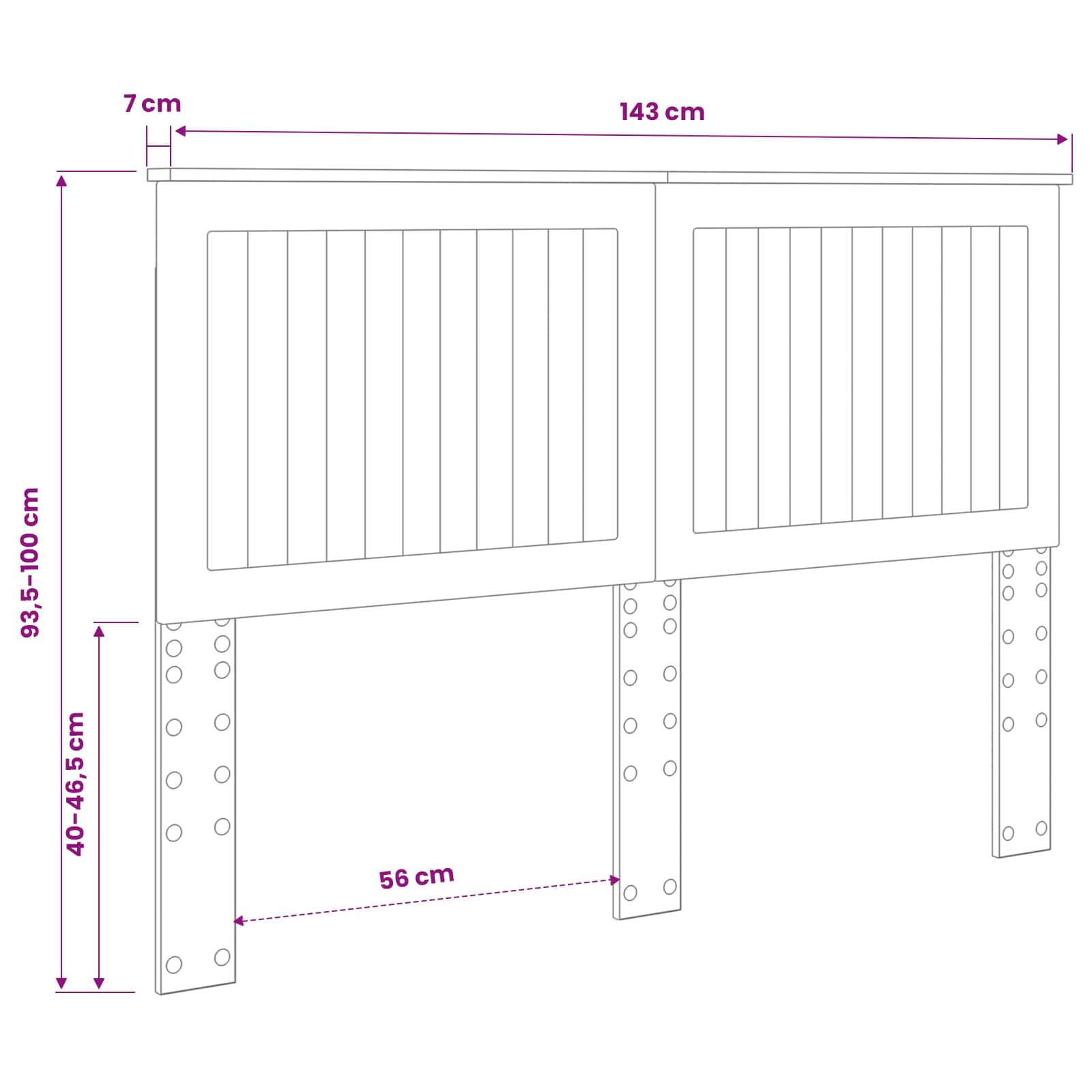 Hoofdbord met hoofdeinde Wit 140 cm Bewerkt hout – afbeelding 11