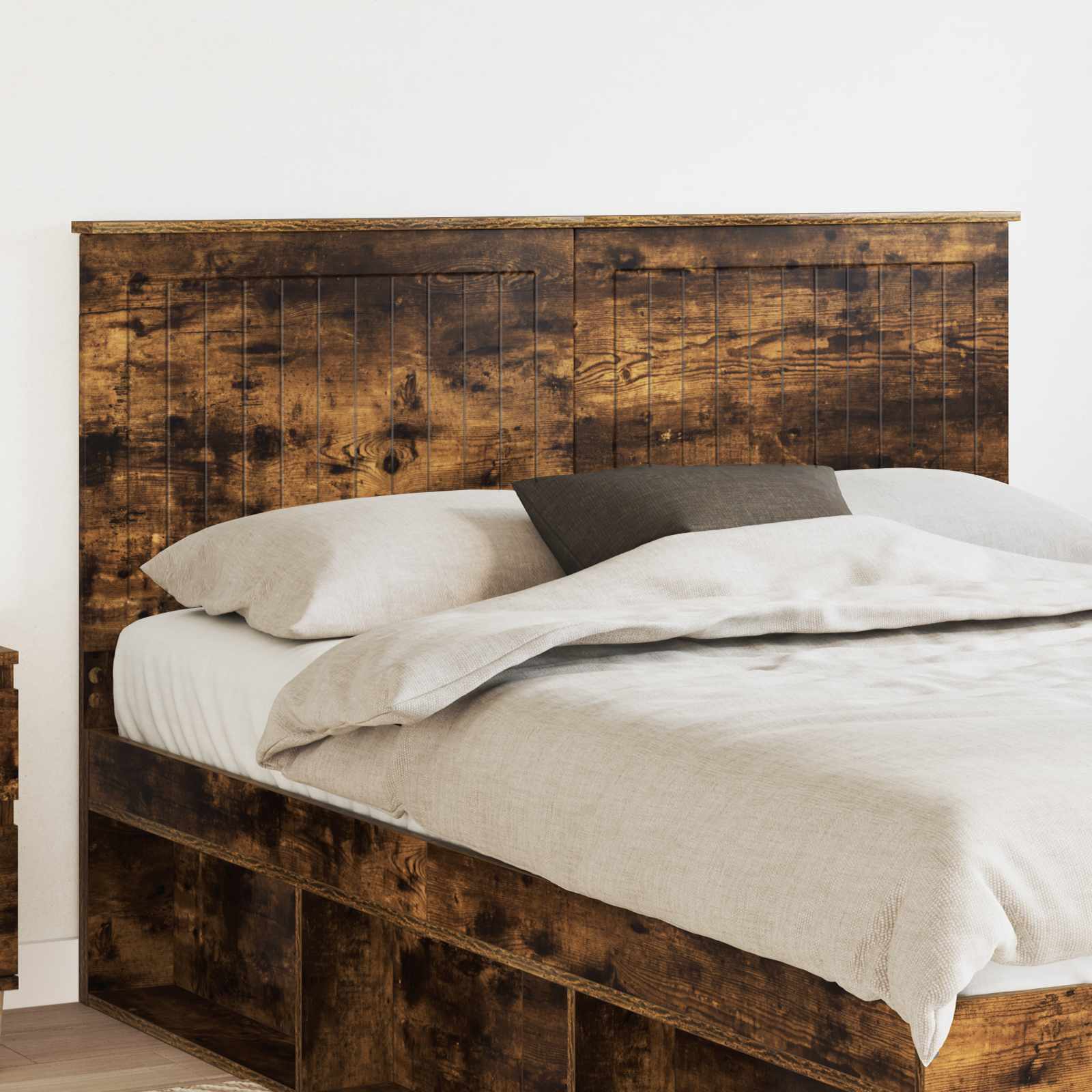 Hoofdbord met hoofdeinde Gerookt eiken 140 cm Bewerkt hout