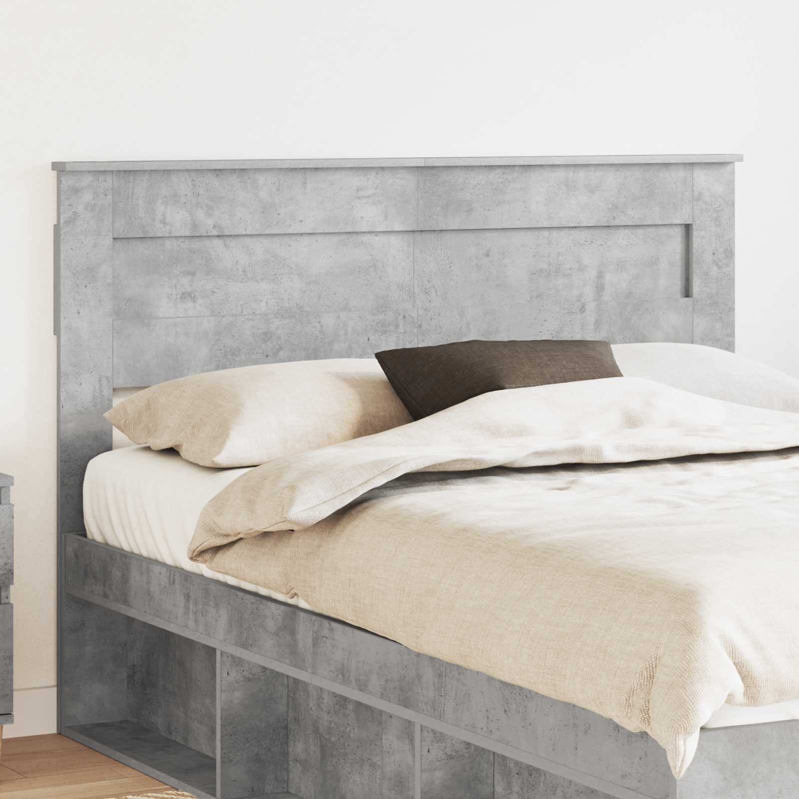 Hoofdbord Beton Grijs Bewerkt hout – afbeelding 1