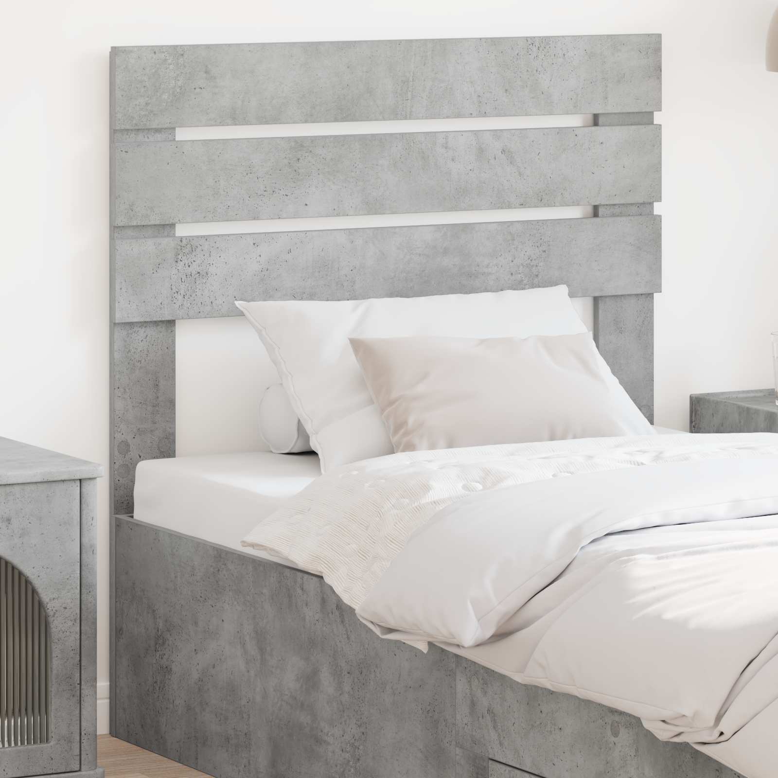 Hoofdbord Beton Grijs Bewerkt hout – afbeelding 1