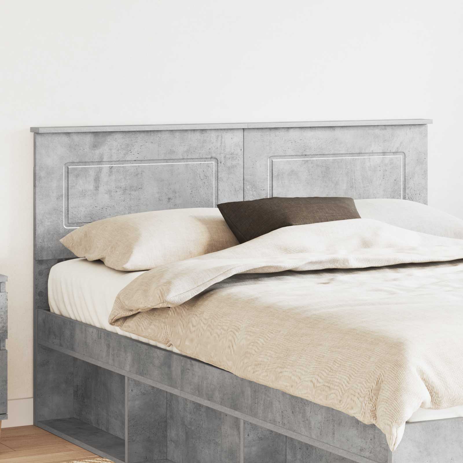 Hoofdbord Beton Grijs Bewerkt hout – afbeelding 1