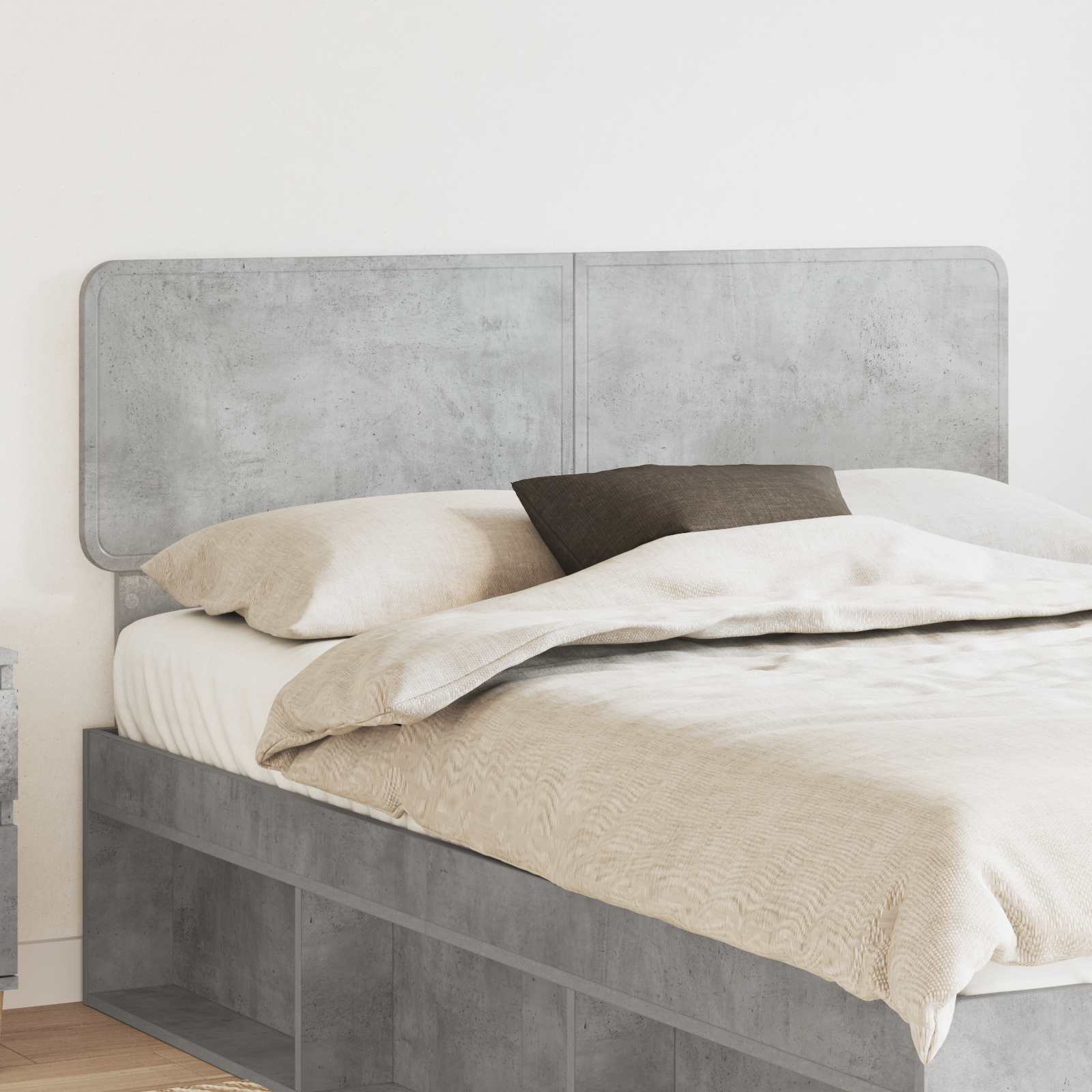 Hoofdbord Beton Grijs Bewerkt hout – afbeelding 1