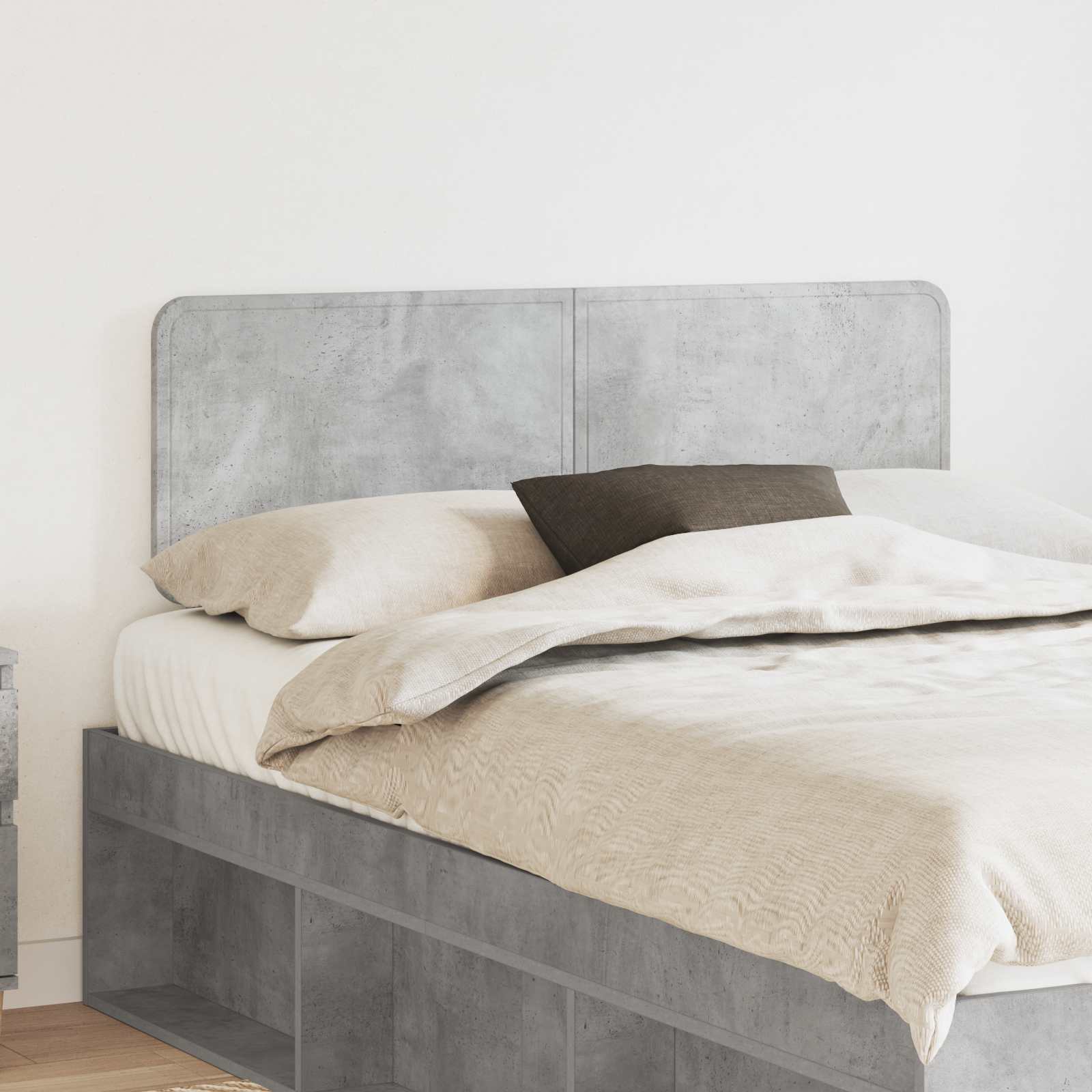 Hoofdbord Beton Grijs Bewerkt hout – afbeelding 1