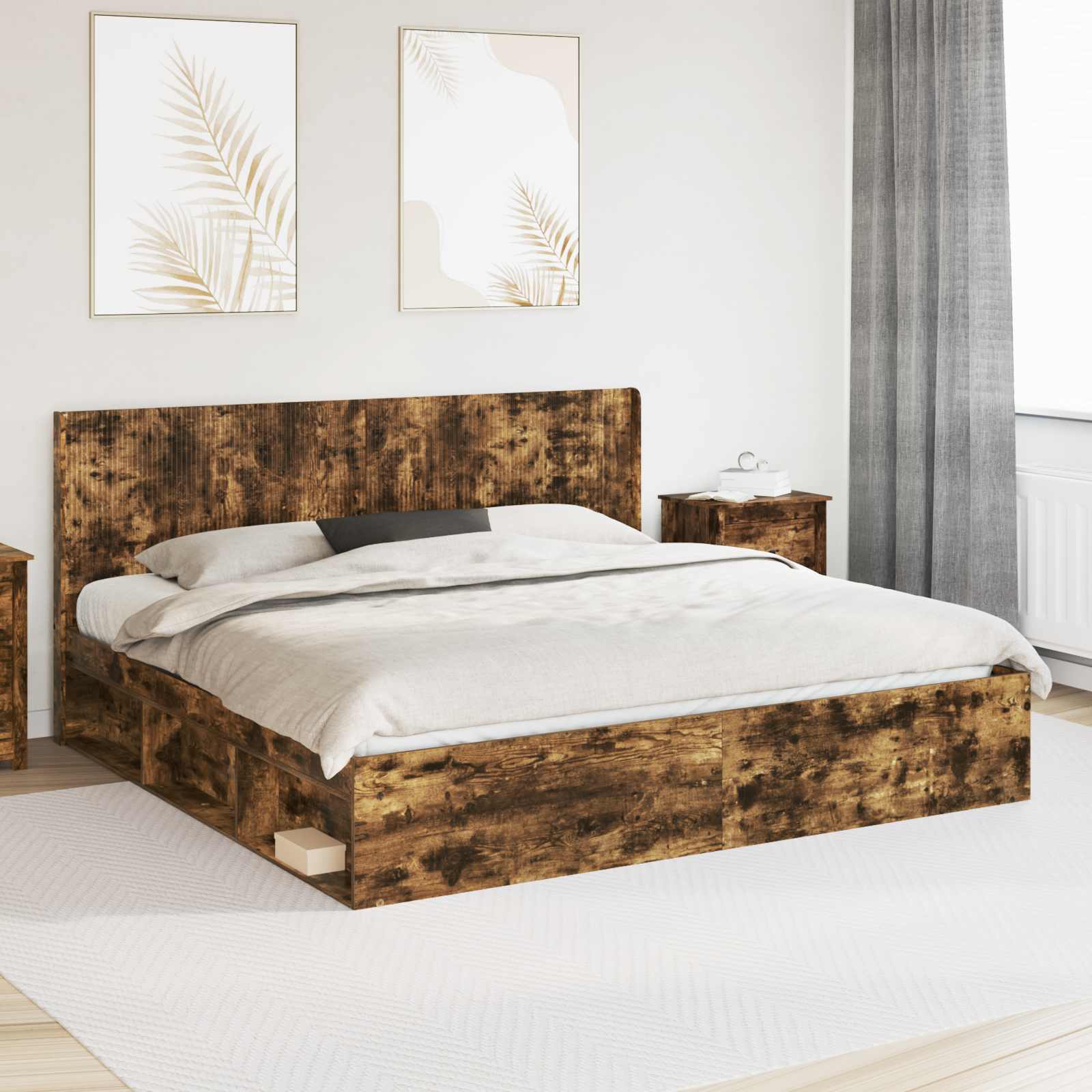 Hoofdbord Gerookt eiken Bewerkt hout – afbeelding 1