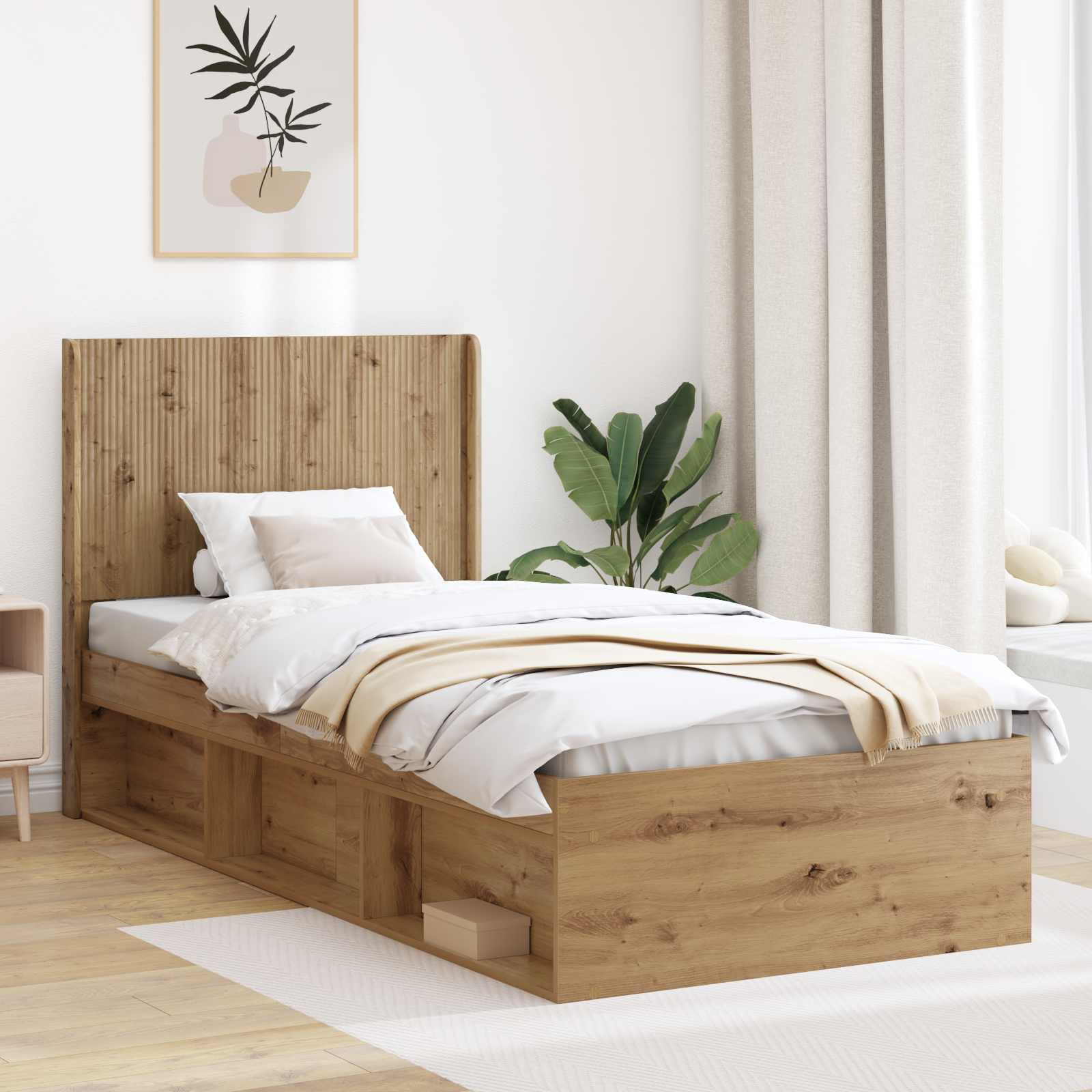 Hoofdbord Artisanaal eiken Bewerkt hout – afbeelding 1