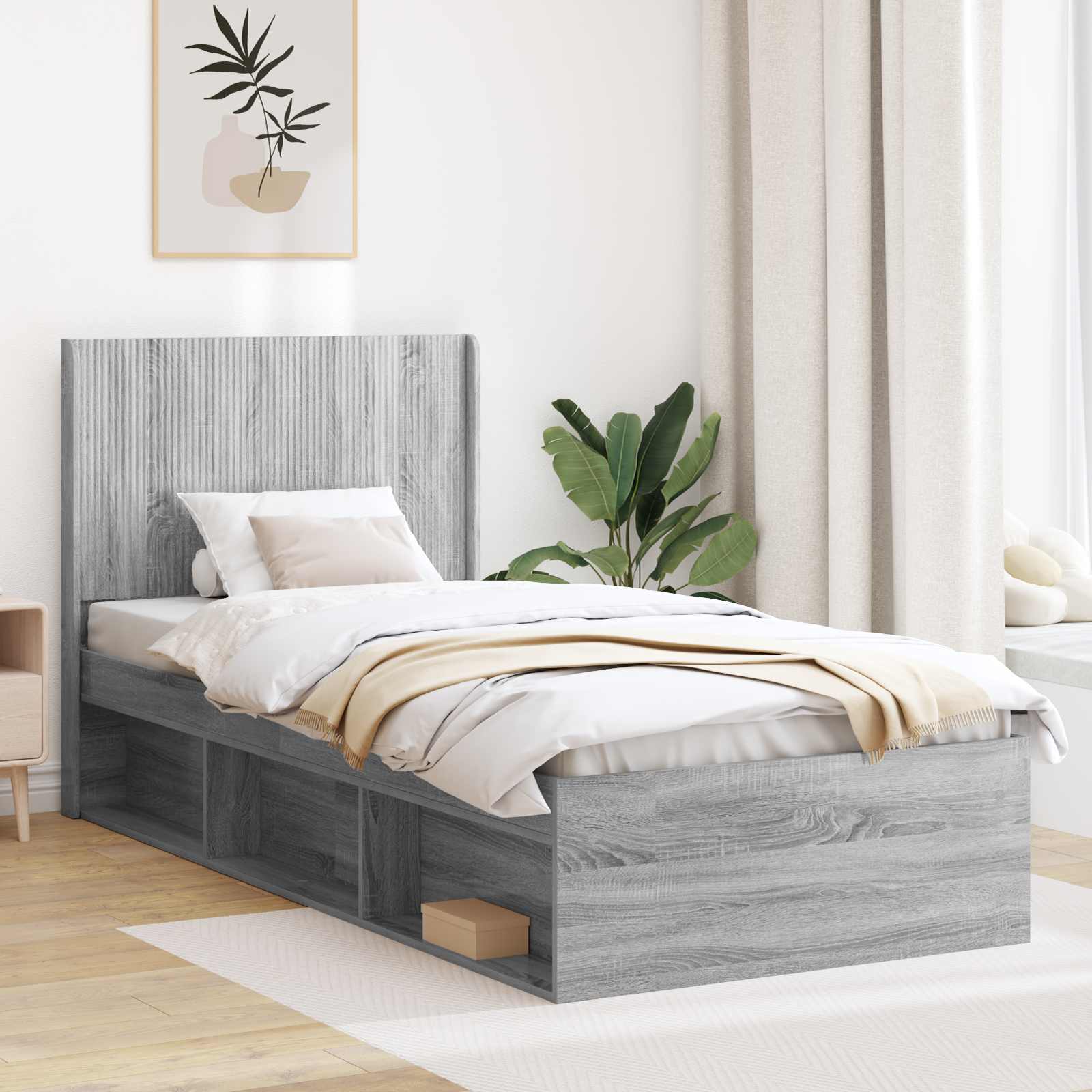 Hoofdbord Grijs Sonoma Bewerkt hout – afbeelding 1