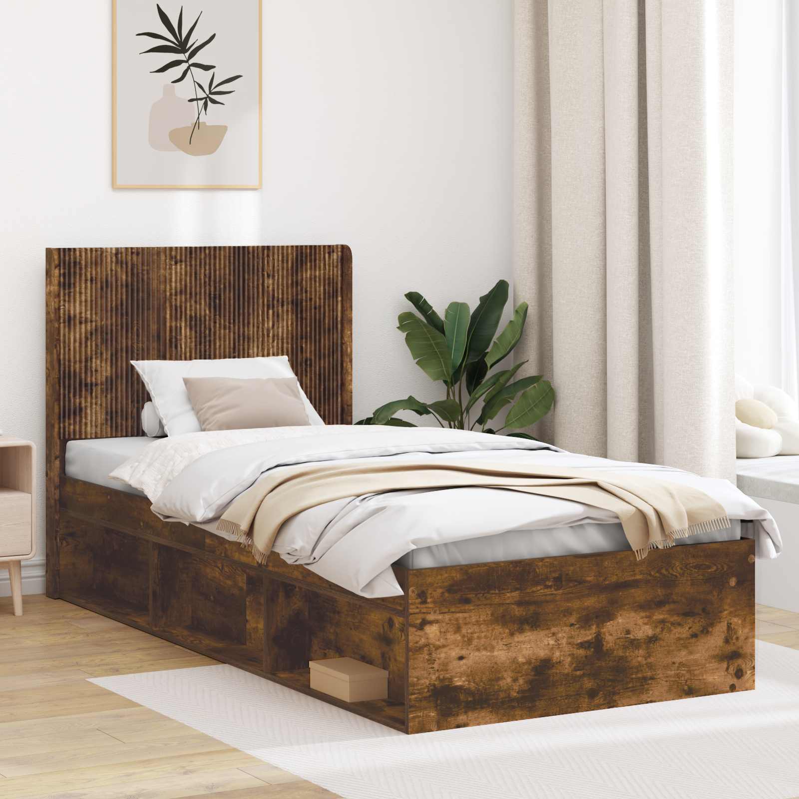 Hoofdbord Gerookt eiken Bewerkt hout – afbeelding 1