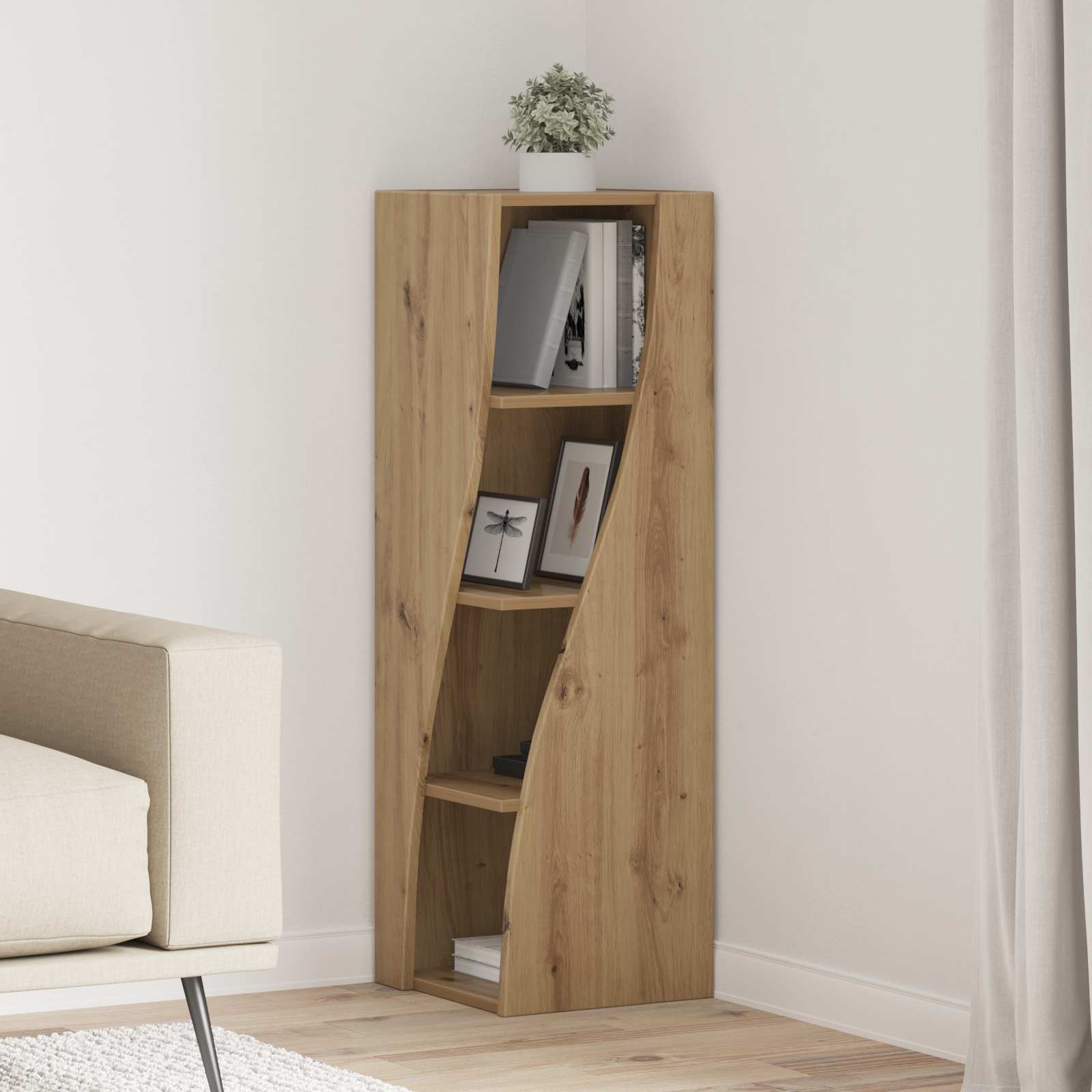 Hoekkast Artisan Eiken 32x32x102cm Bewerkt hout – afbeelding 1