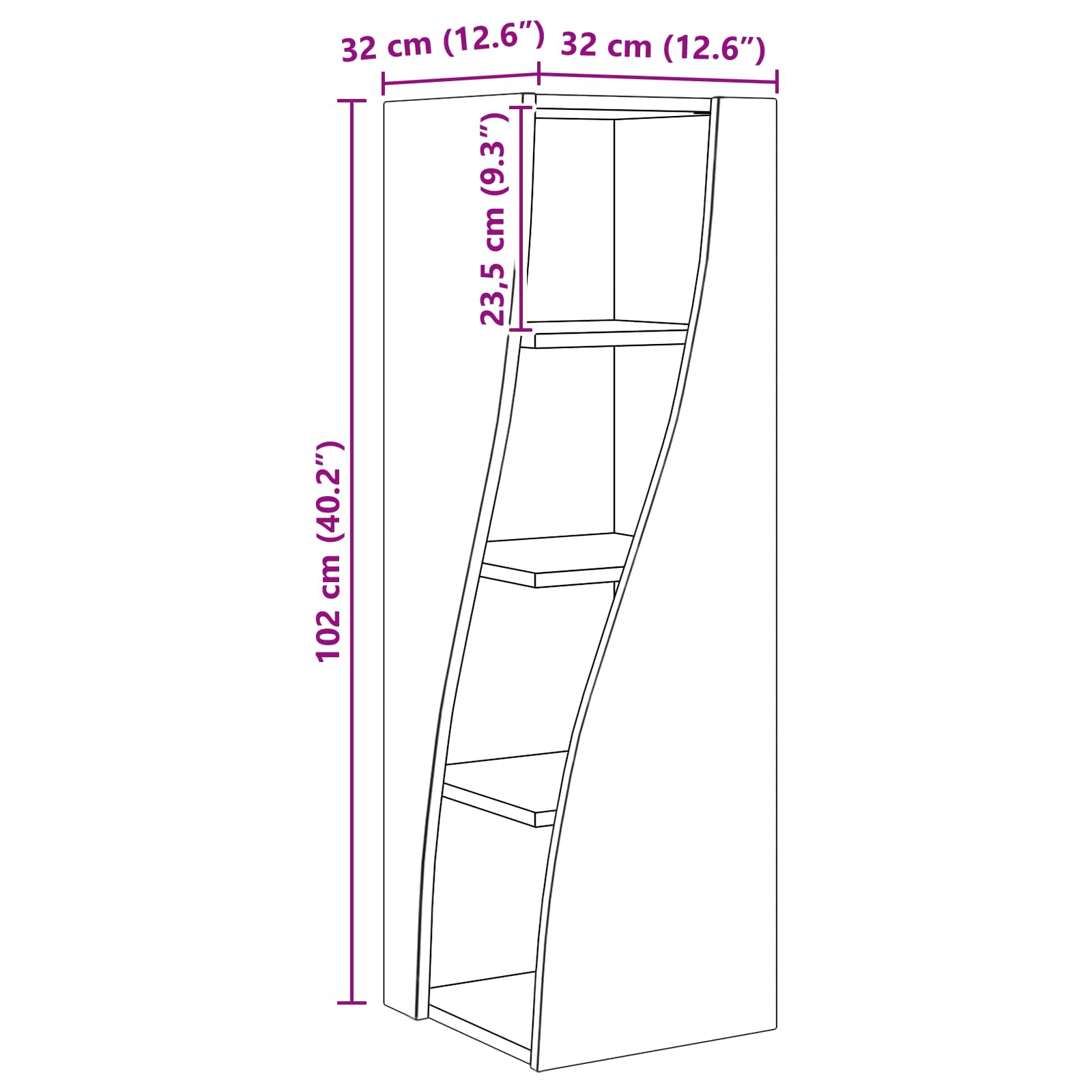 Hoekkast Artisan Eiken 32x32x102cm Bewerkt hout – afbeelding 11