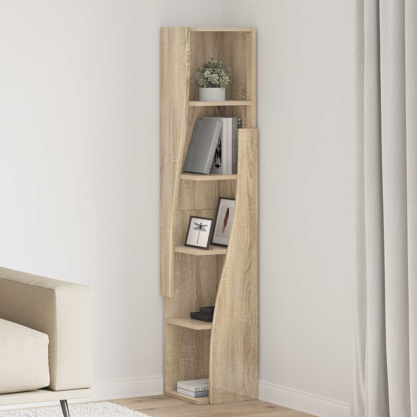Hoekkast Sonoma Eiken 27,5x27x140cm Bewerkt hout – afbeelding 1