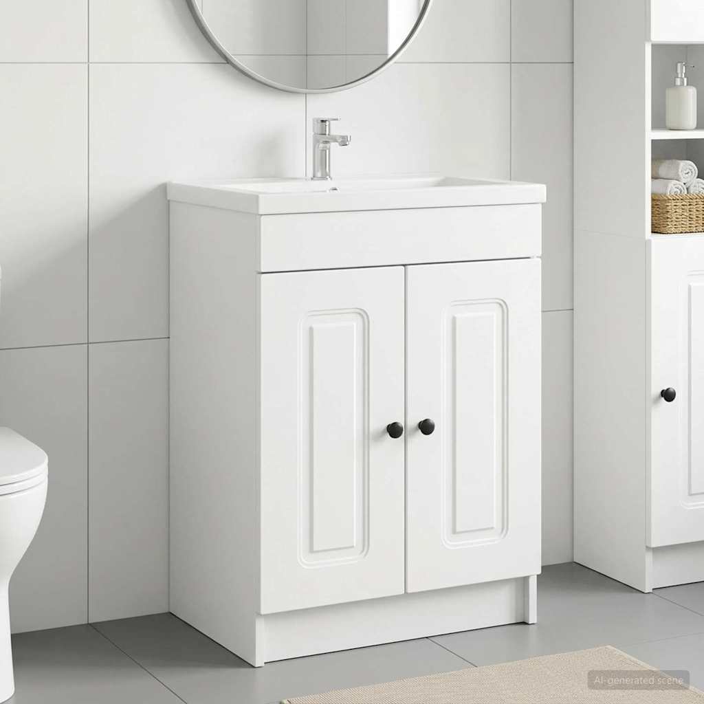 Badkamer onder wastafel kast Wit 56 x 37,5 x 81 cm Bewerkt hout