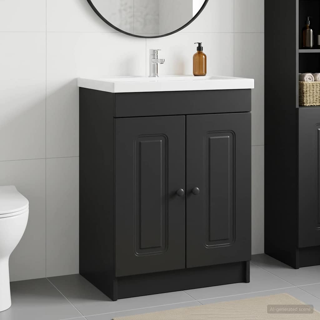 Badkamer onder wastafel kast Zwart 56 x 37,5 x 81 cm