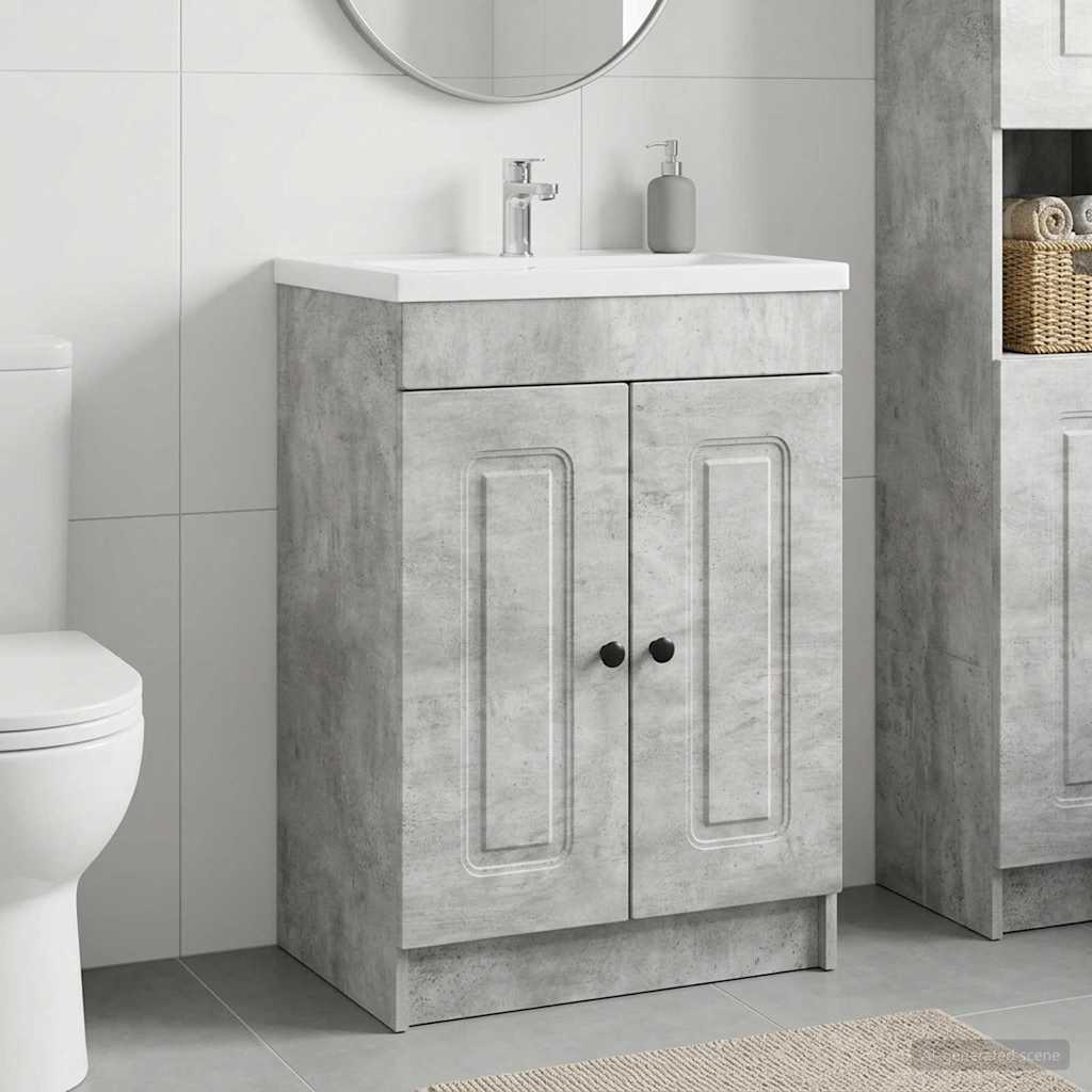 Badkamer onder wastafel kast Betongrijs 56 x 37,5 x 81 cm