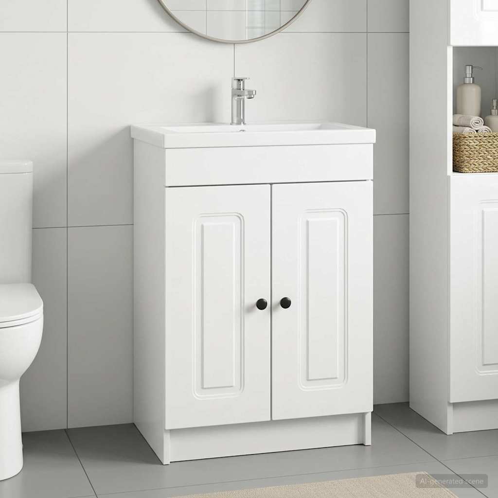 Badkamer onder wastafel kast Hoogglans Wit 56 x 37,5 x 81 cm