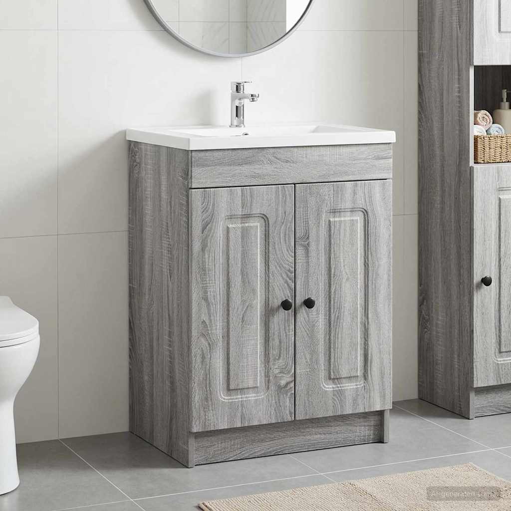 Badkamer onder wastafel kast Grijs Sonoma 56 x 37,5 x 81 cm