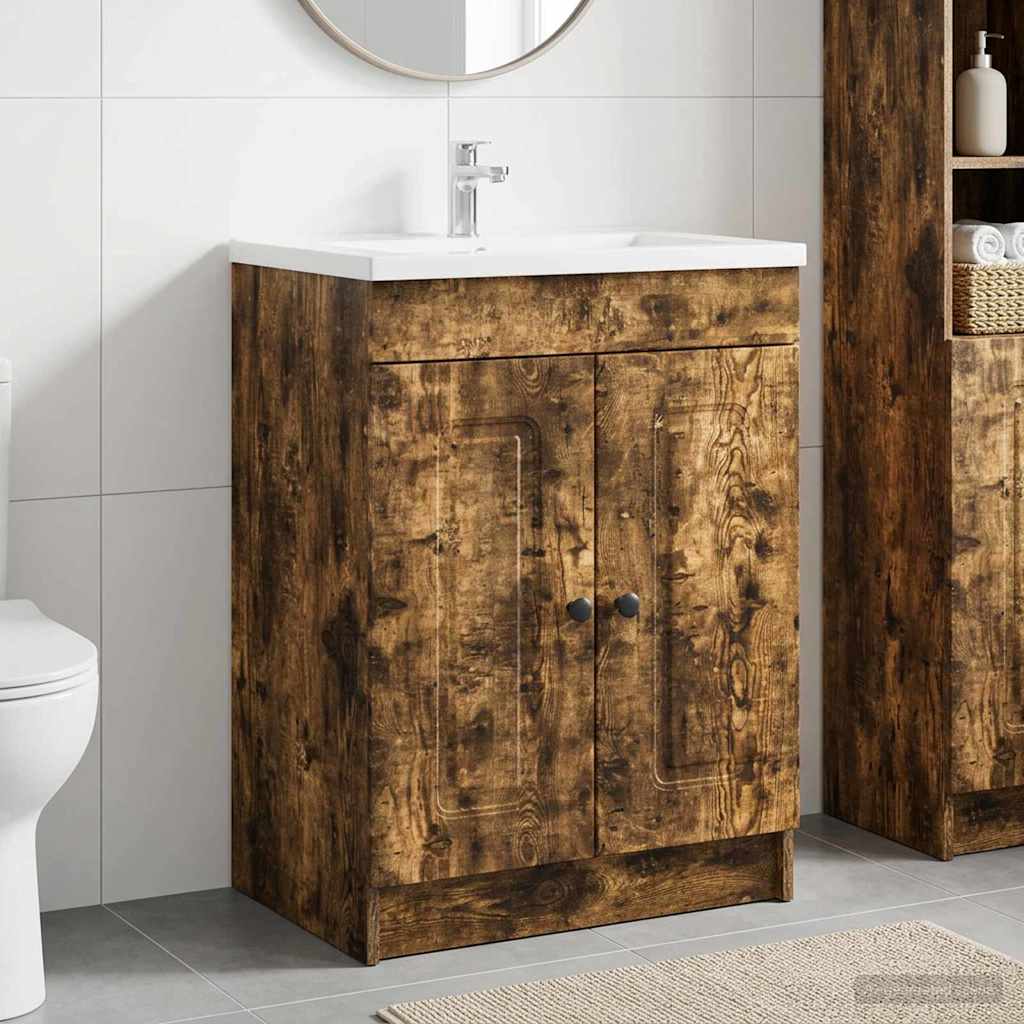 Badkamer onder wastafel kast Gerookt eiken 78,5 x 37,5 x 81 cm