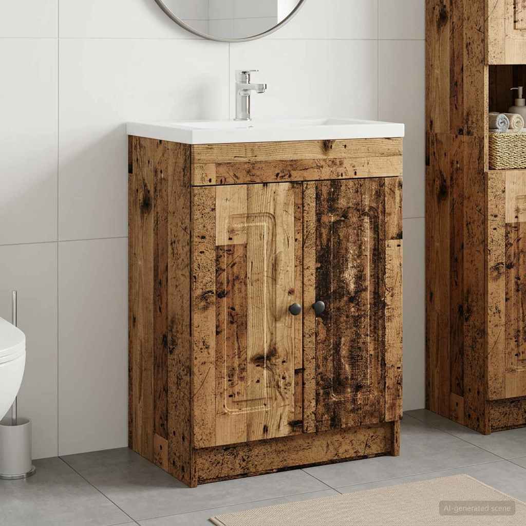 Badkamer onder wastafel kast Oud hout 78,5 x 37,5 x 81 cm