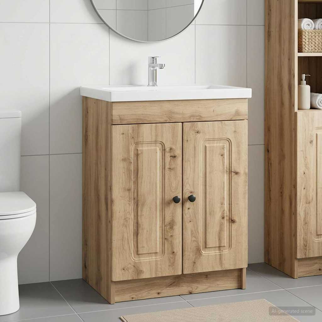 Badkamer onder wastafel kast Artisanaal eiken