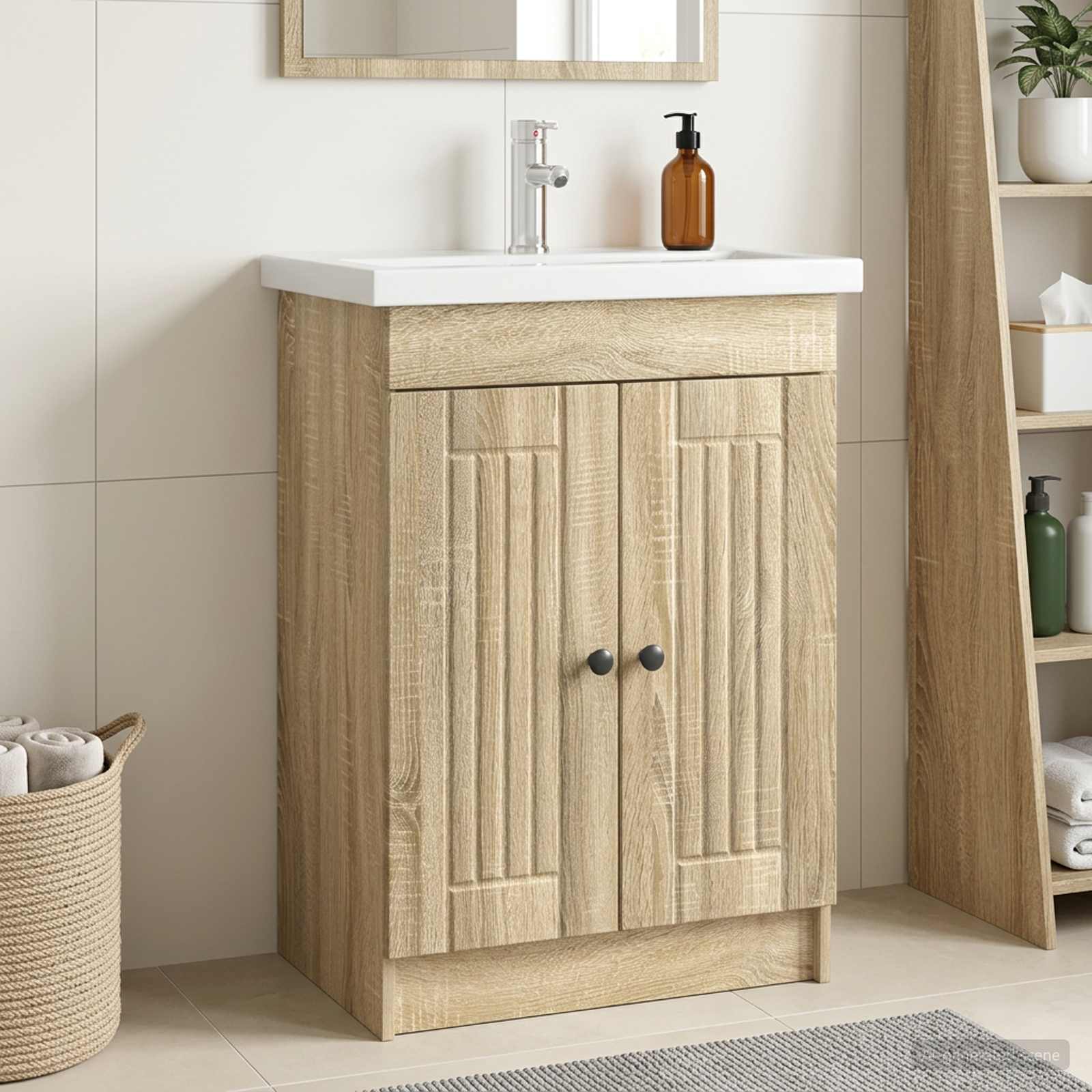 Badkamer onder wastafel kast Sonoma Eiken 56 x 37,5 x 81 cm
