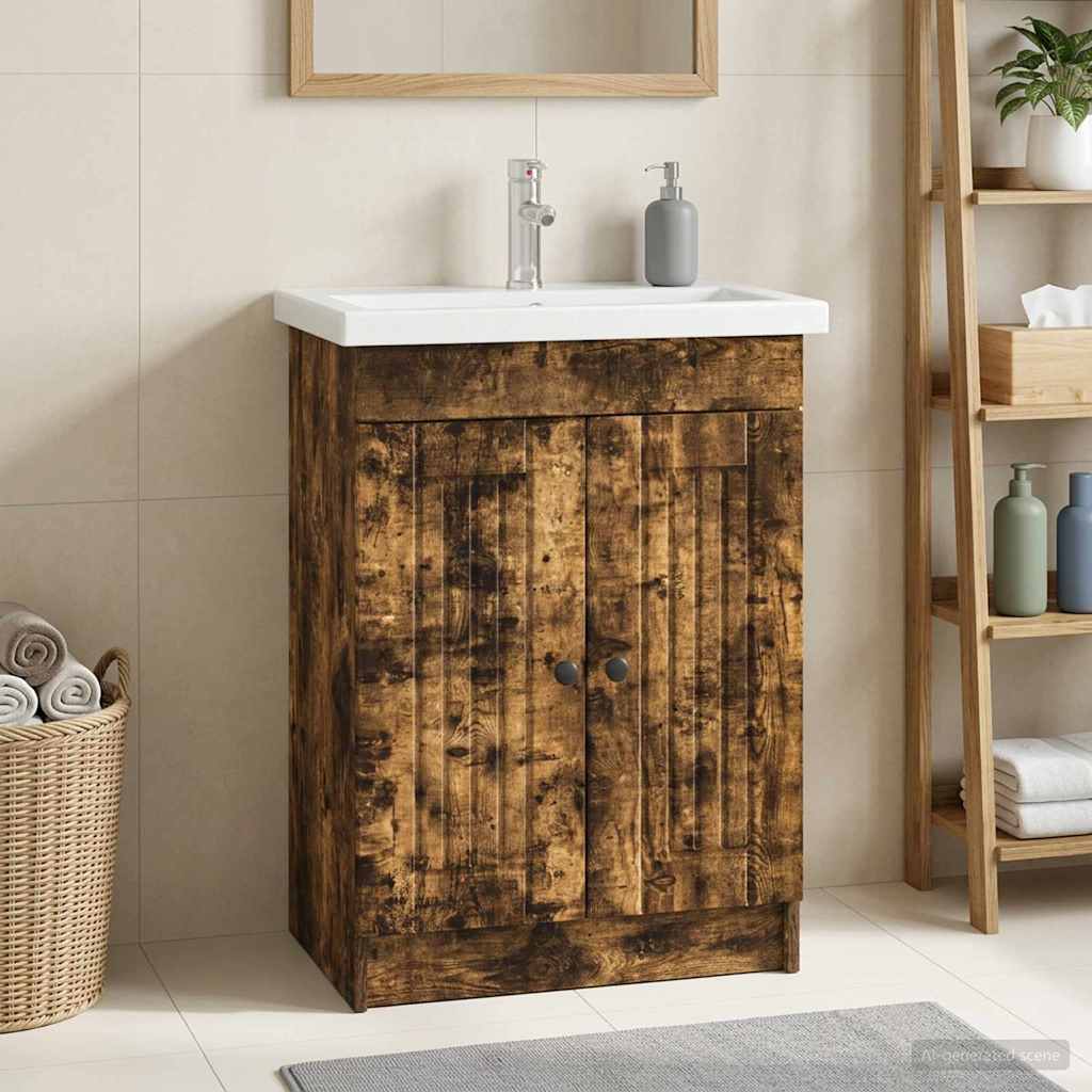 Badkamer onder wastafel kast Gerookt eiken 56 x 37,5 x 81 cm – afbeelding 1
