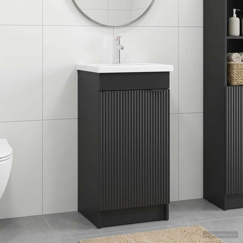 Badkamermeubel met Wasbak Zwart 42 x 40 x 84,5 cm Bewerkt hout