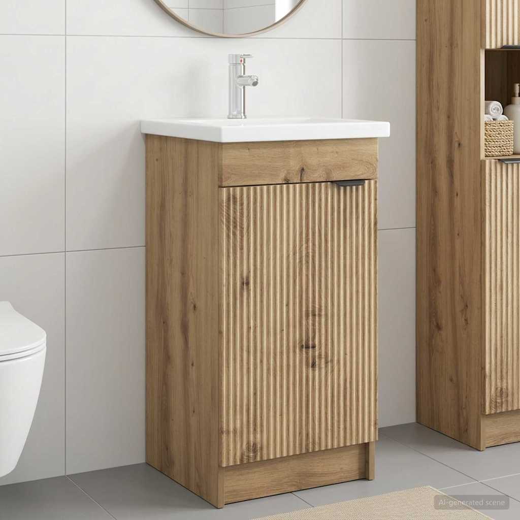 Badkamermeubel met Wasbak Artisanaal eiken 42 x 40 x 84,5 cm