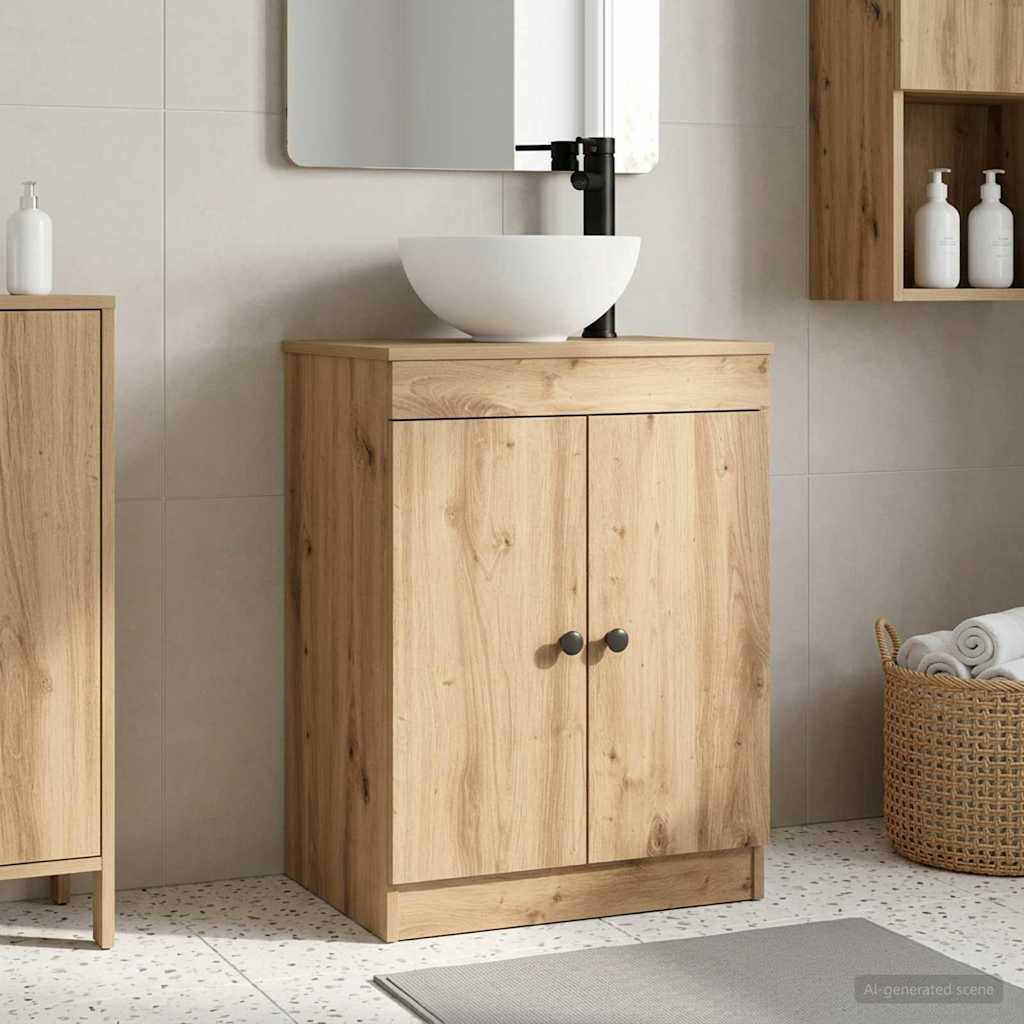 Badkamermeubel met Wasbak Artisanaal eiken 54 x 35 x 83 cm