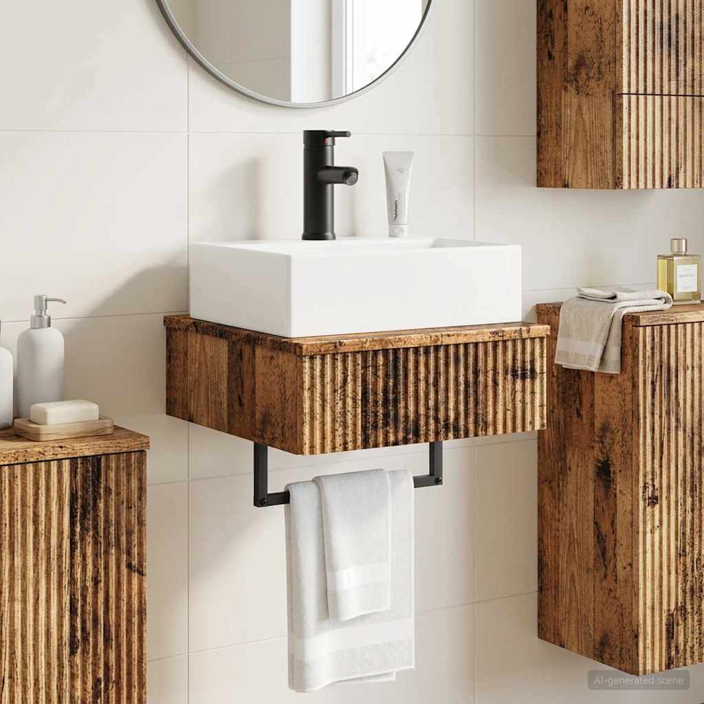 Wandgemonteerde Wastafel Oud hout 40 x 41 x 39 cm Bewerkt hout