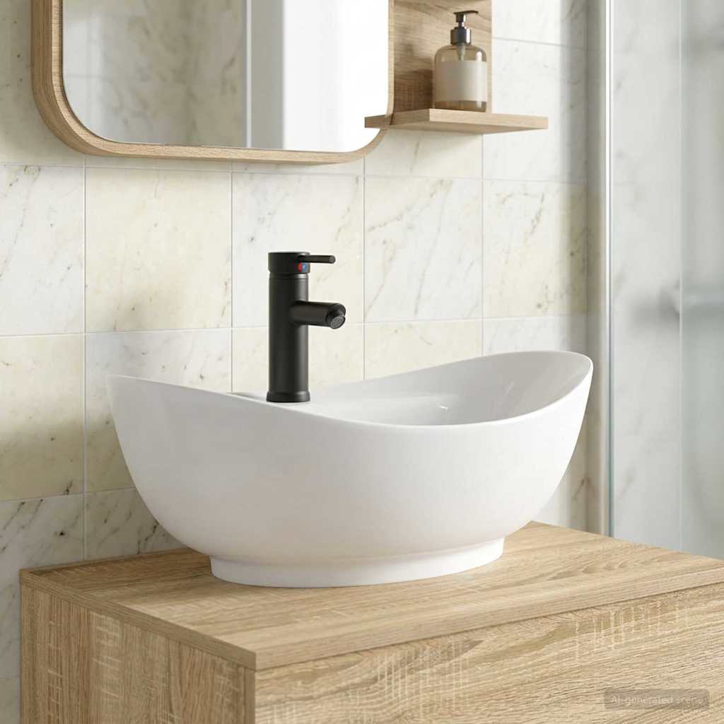 Badkamer Waskom Mat Zwart 59 x 35 x 21 cm Metaal