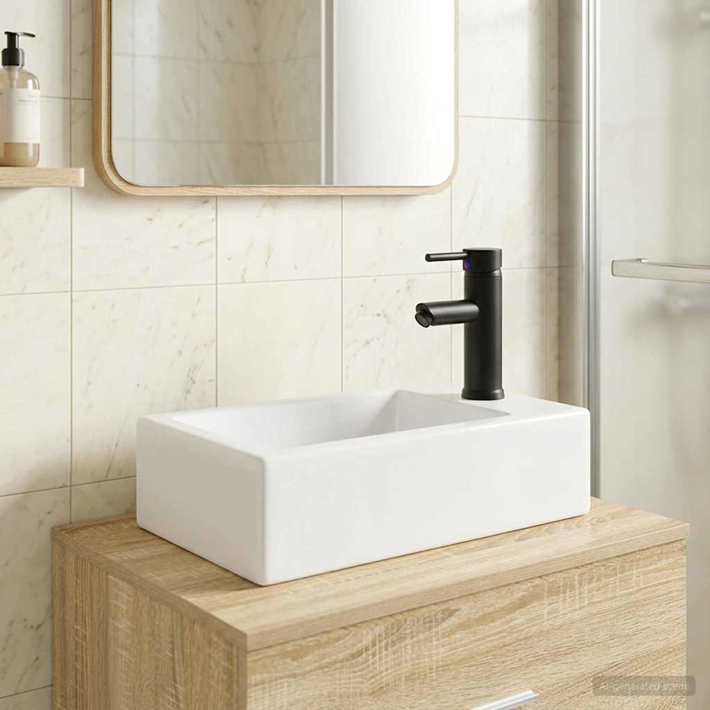 Badkamer Waskom Mat Zwart 45,5 x 25,5 x 13 cm Metaal
