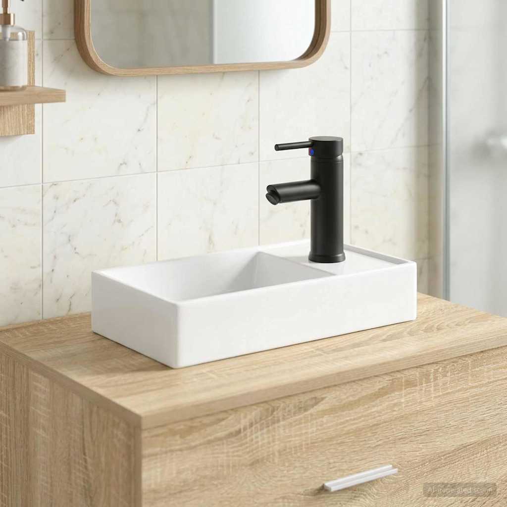 Badkamer Waskom Mat Zwart 40,5 x 22,5 x 11,5 cm Metaal