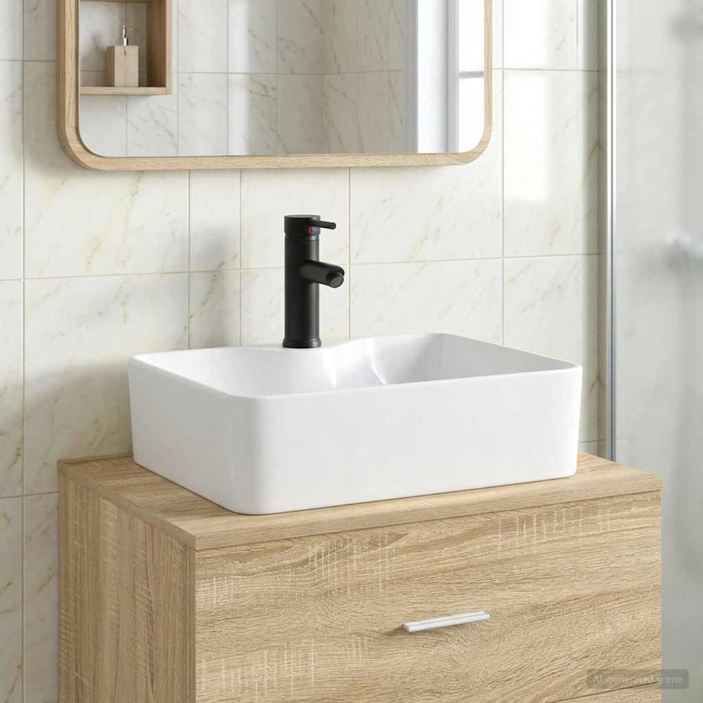 Badkamer Waskom Mat Zwart 48,5 x 37,5 x 13 cm Metaal