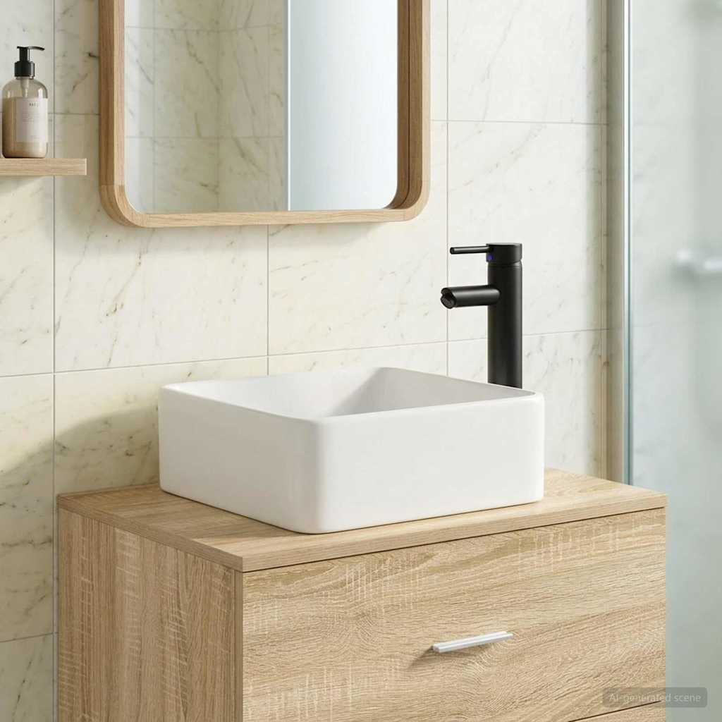 Badkamer Waskom Mat Zwart 36,5 x 36,5 x 13 cm Metaal