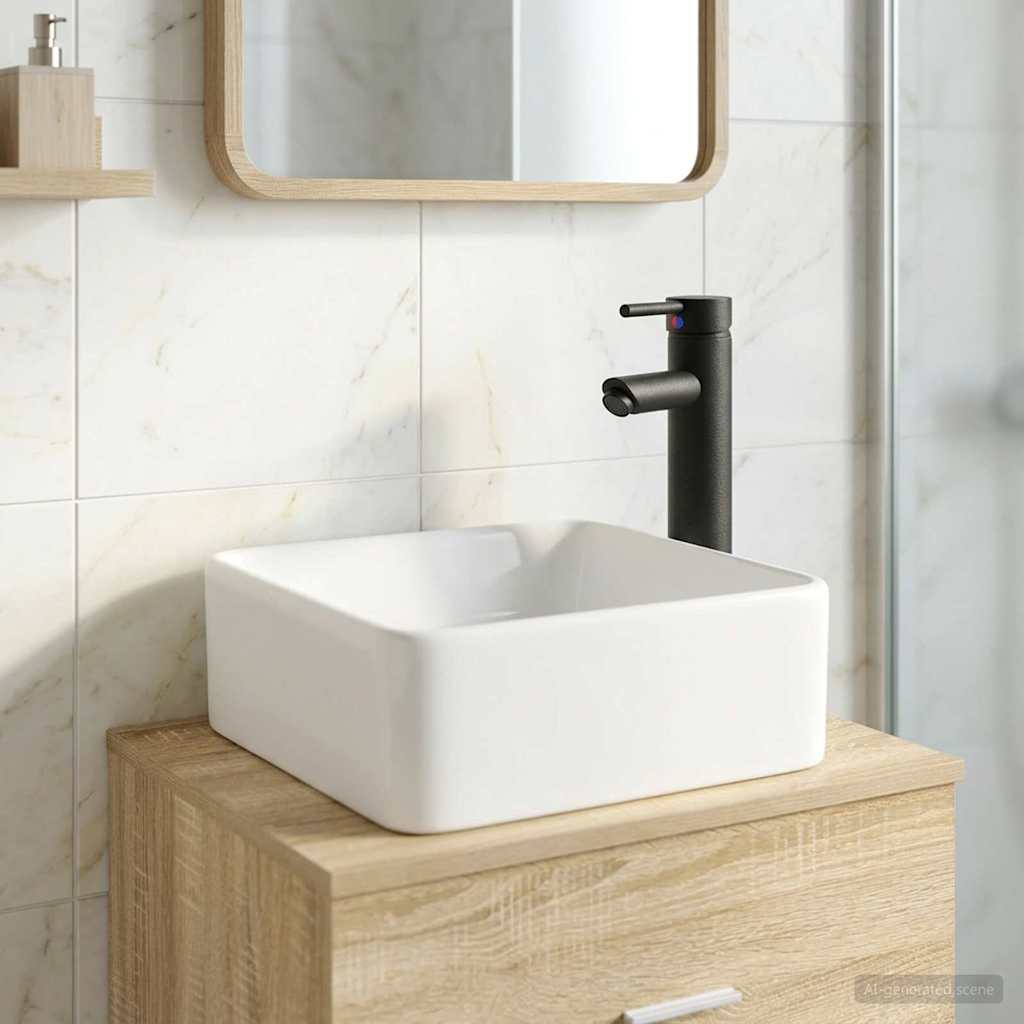 Badkamer Waskom Mat Zwart 49 x 37 x 14 cm Metaal