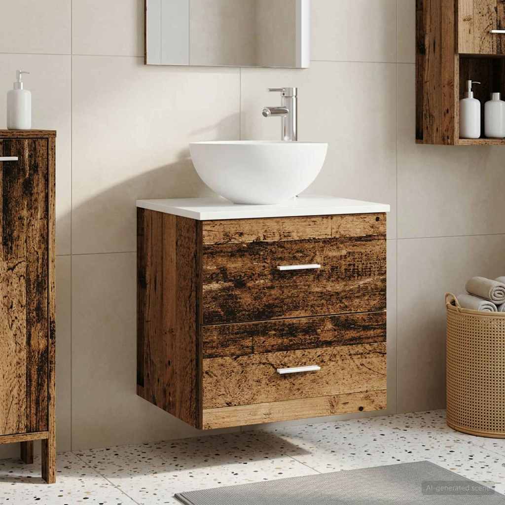 Wandgemonteerde Wastafel Vanity Oud hout 49,5 x 35 x 63 cm
