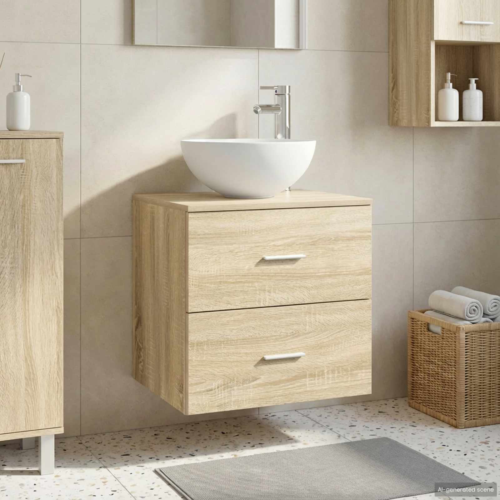 Wandgemonteerde wastafelmeubel Sonoma Eiken 49,5 x 41 x 64,5 cm