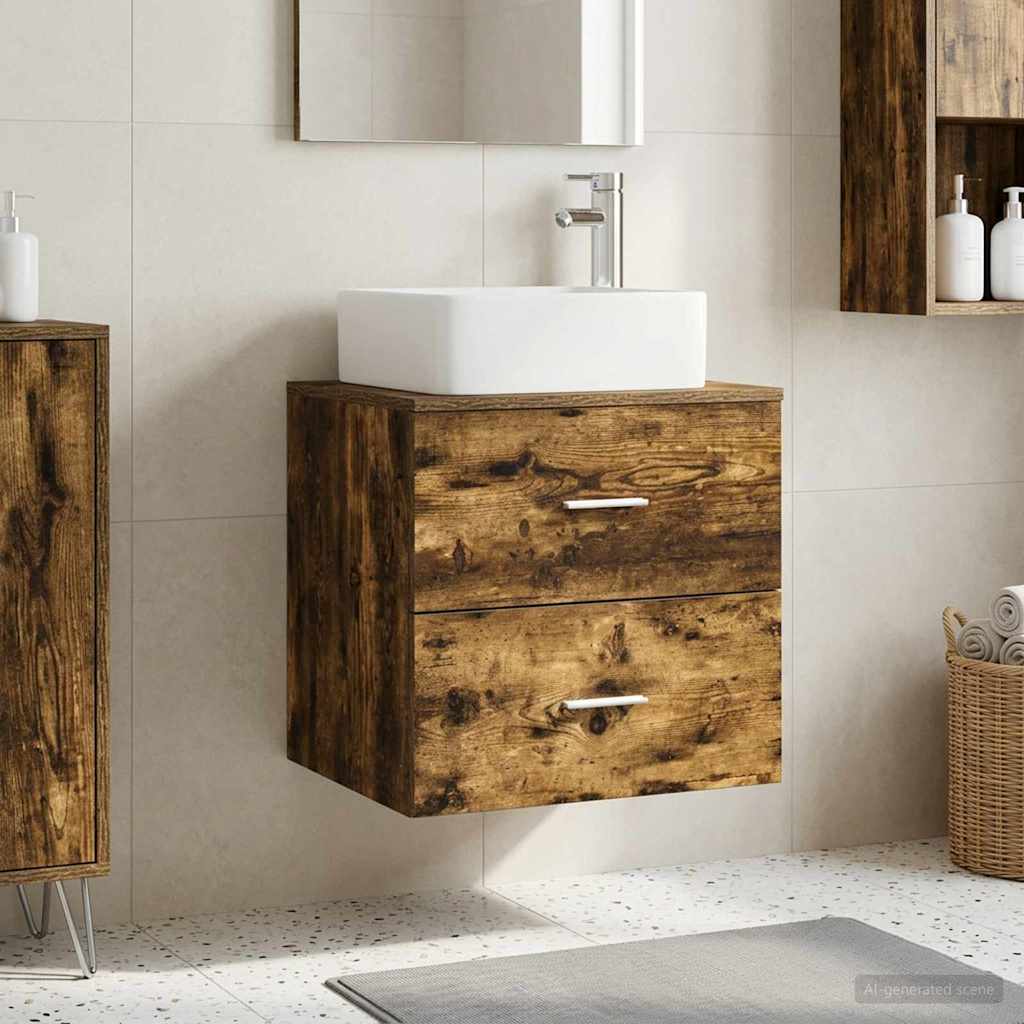 Wandgemonteerde wastafelmeubel Gerookt eiken 53 x 34,5 x 63 cm