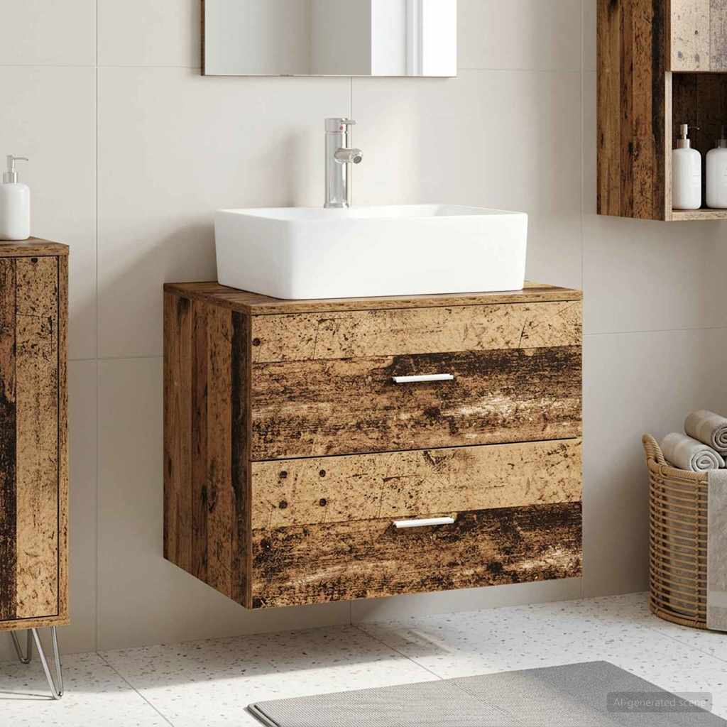 Wandgemonteerde Badkamerkast Oud hout 62,5 x 44,5 x 50 cm