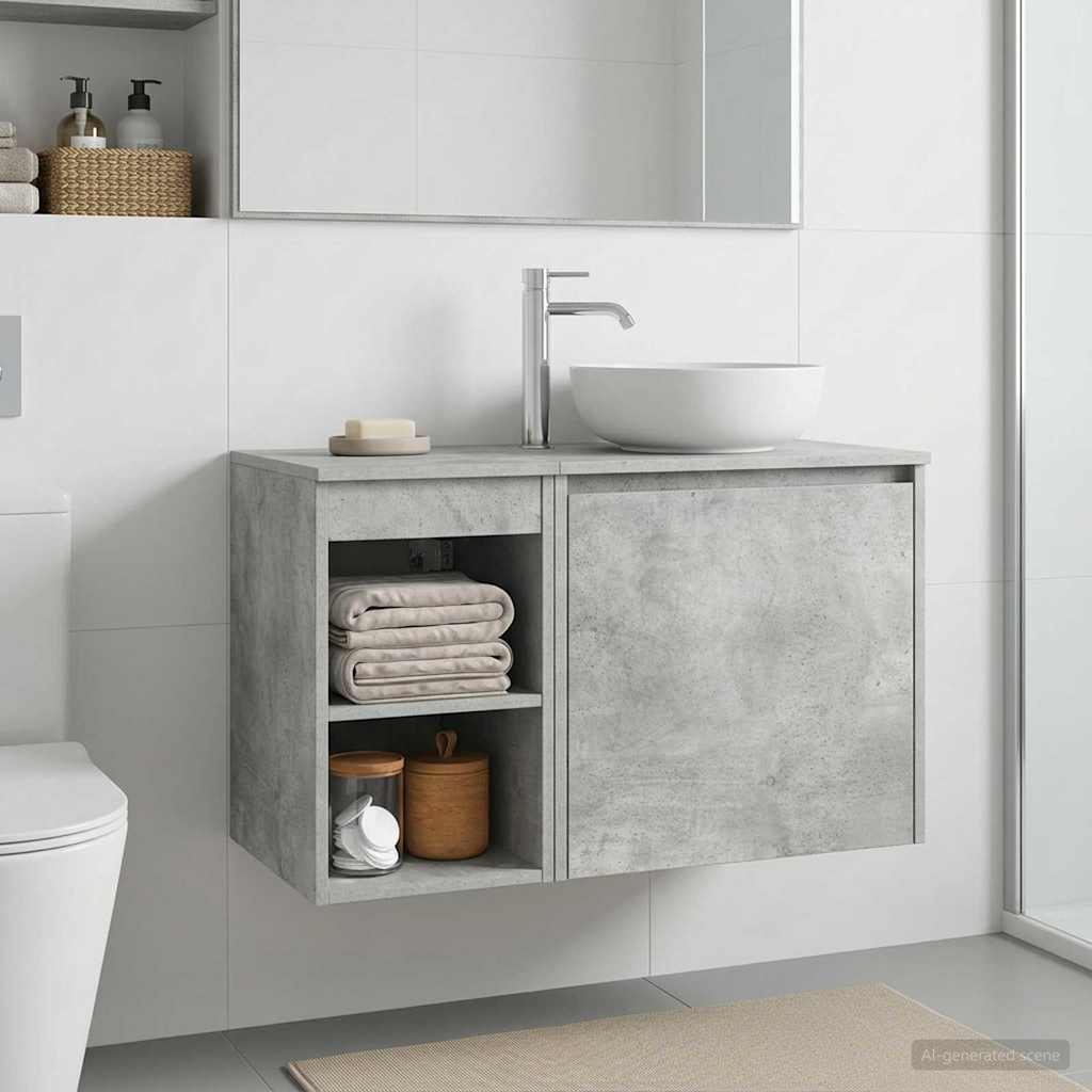 Badkamerkast Tussenin Betongrijs 30 x 44,5 x 50 cm Bewerkt hout