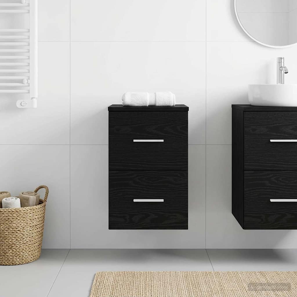 Badkamerkast Tussenin Zwart eiken 30 x 35 x 50 cm Bewerkt hout