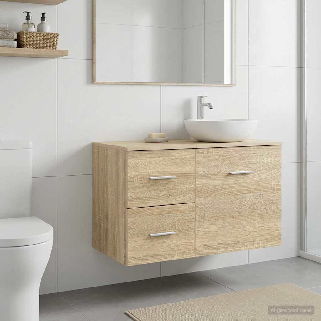 Badkamerkast Tussenin Sonoma Eiken 30 x 35 x 50 cm Bewerkt hout