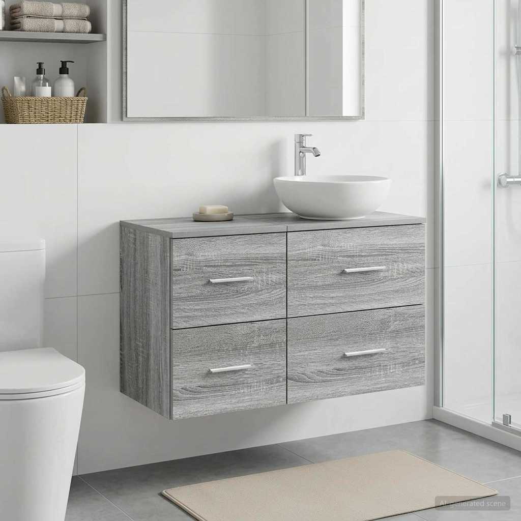 Badkamerkast Tussenin Grijs Sonoma 30 x 35 x 50 cm Bewerkt hout