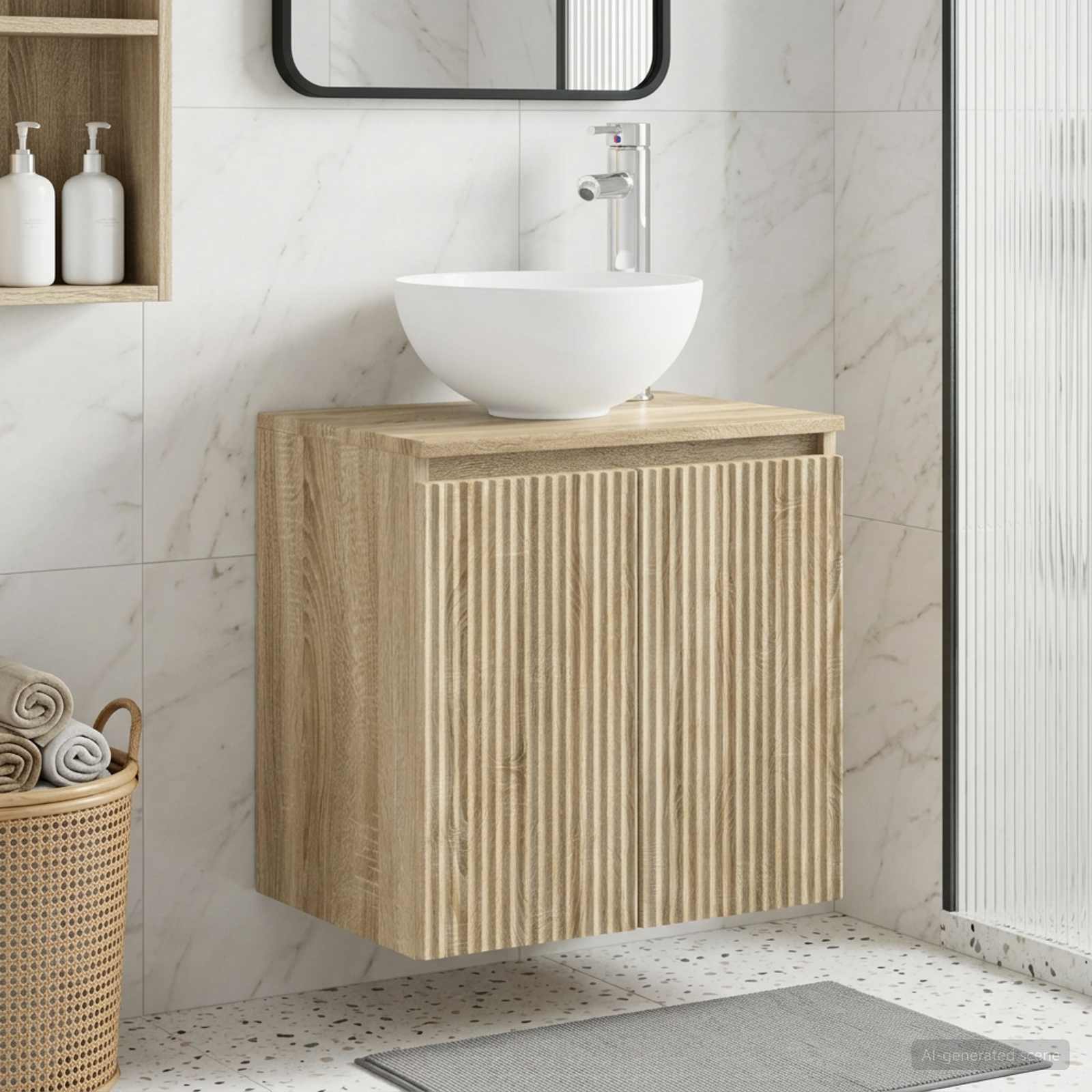 Wandgemonteerde wastafelmeubel Sonoma Eiken 49,5 x 35 x 63 cm