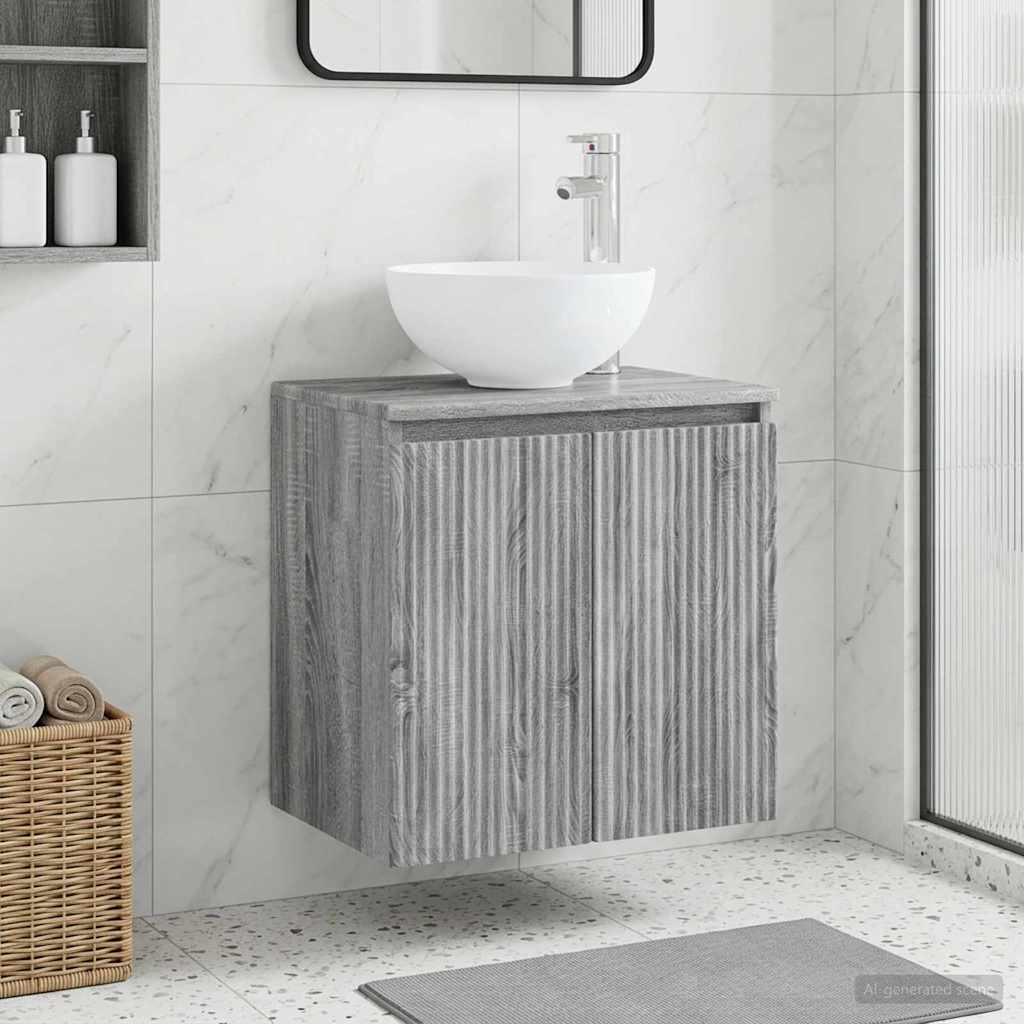 Wandgemonteerde wastafelmeubel Grijs Sonoma 49,5 x 35 x 63 cm