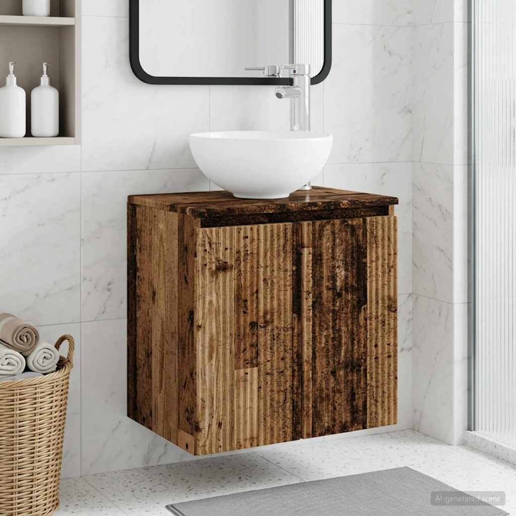 Wandgemonteerde wastafelmeubel Oud hout 49,5 x 35 x 63 cm