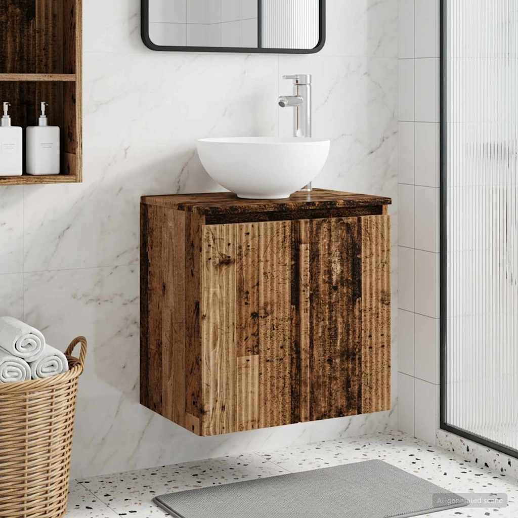 Wandgemonteerde wastafelmeubel Oud hout 49,5 x 41 x 64,5 cm